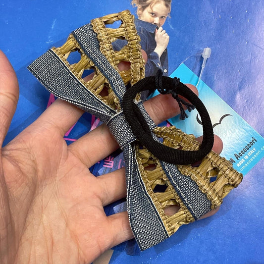 CM Accessori Straw Ribbon Hair Band, made in Italy