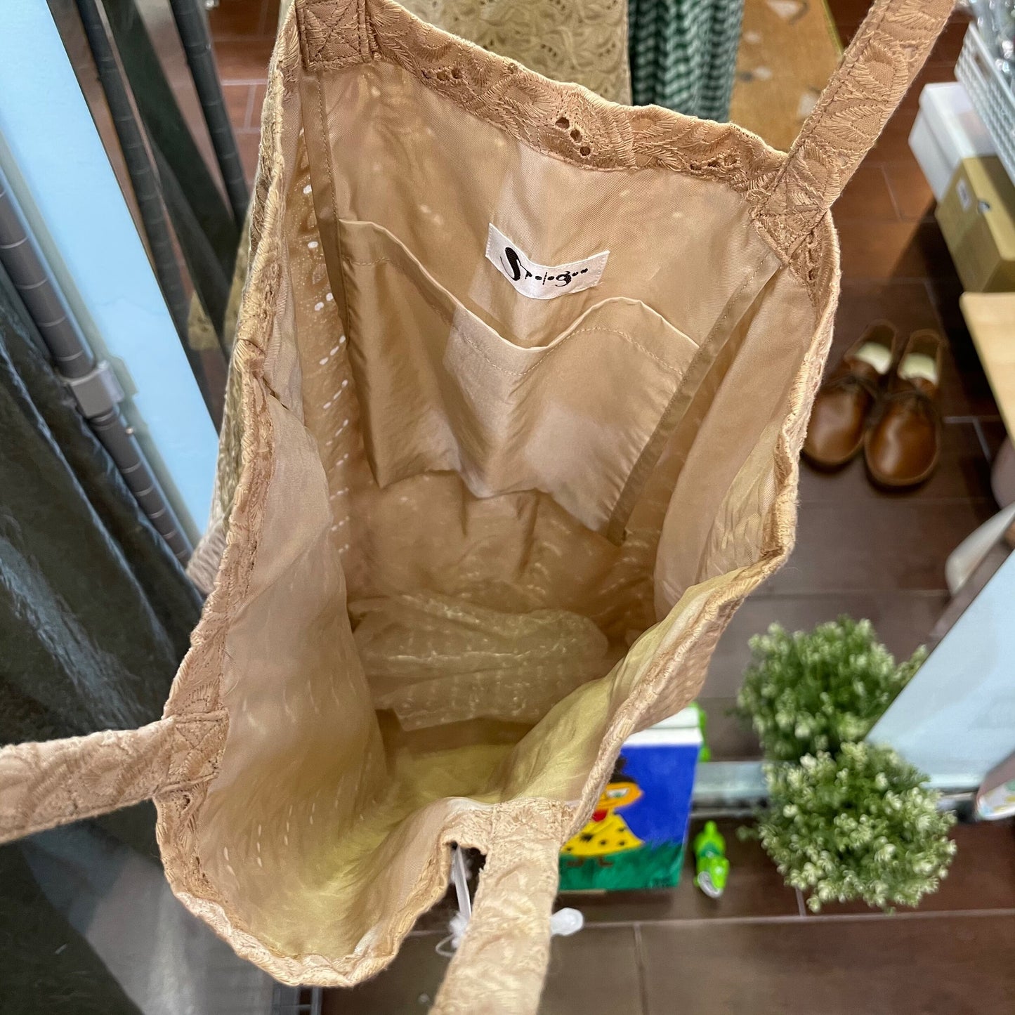 Sale- Spologum Beige Lace Tote Bag, made in Japan