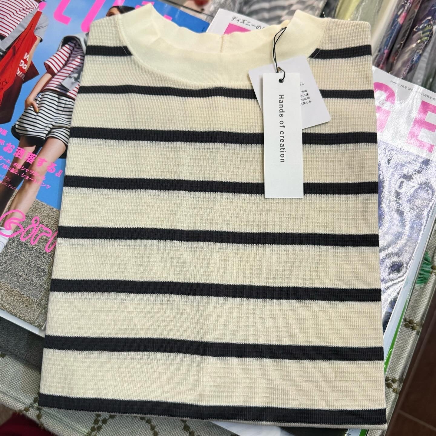 Hands of Creation Striped T-shirt, 2 Colors, made in Japan