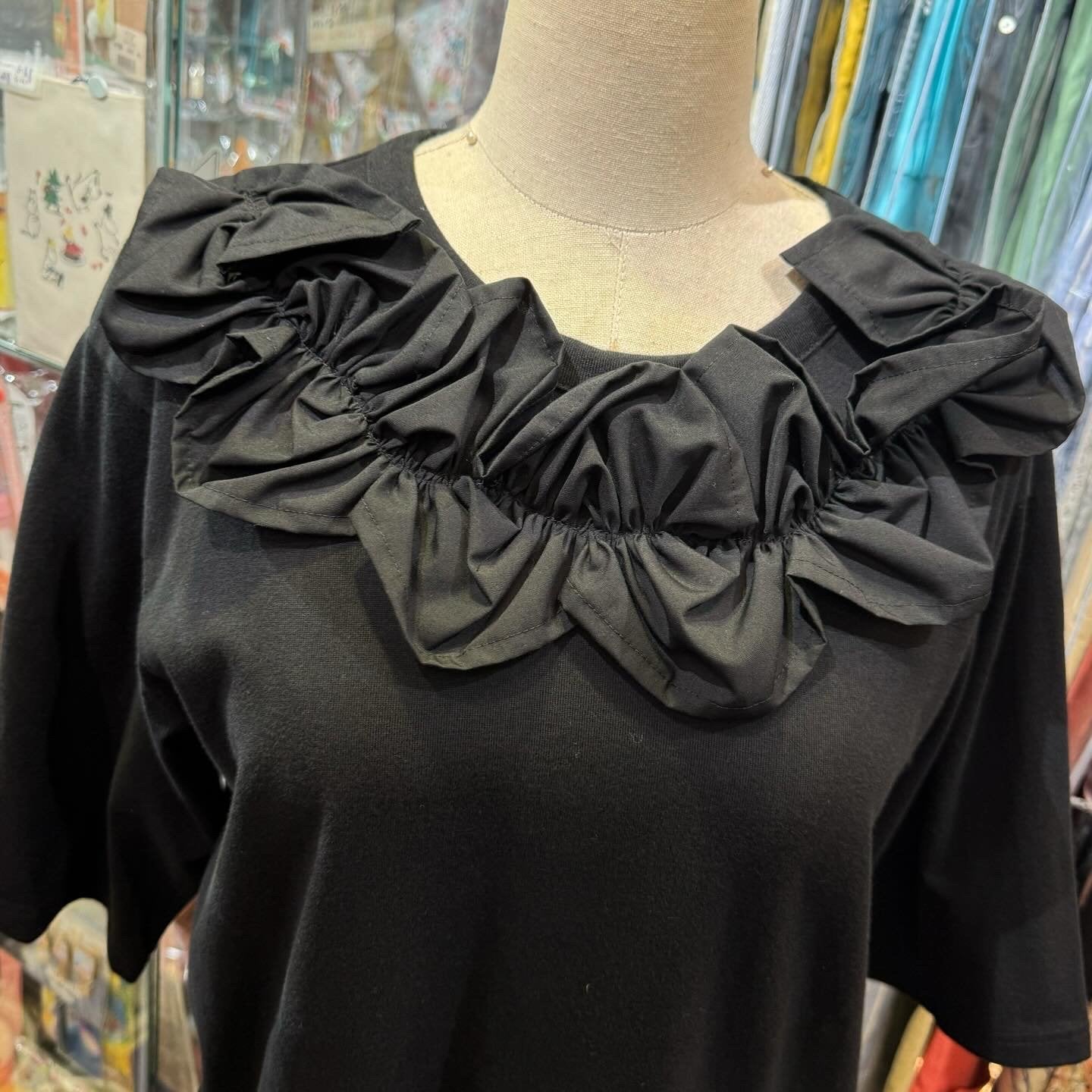Miyao Ruffles Black T-shirt, made in Japan