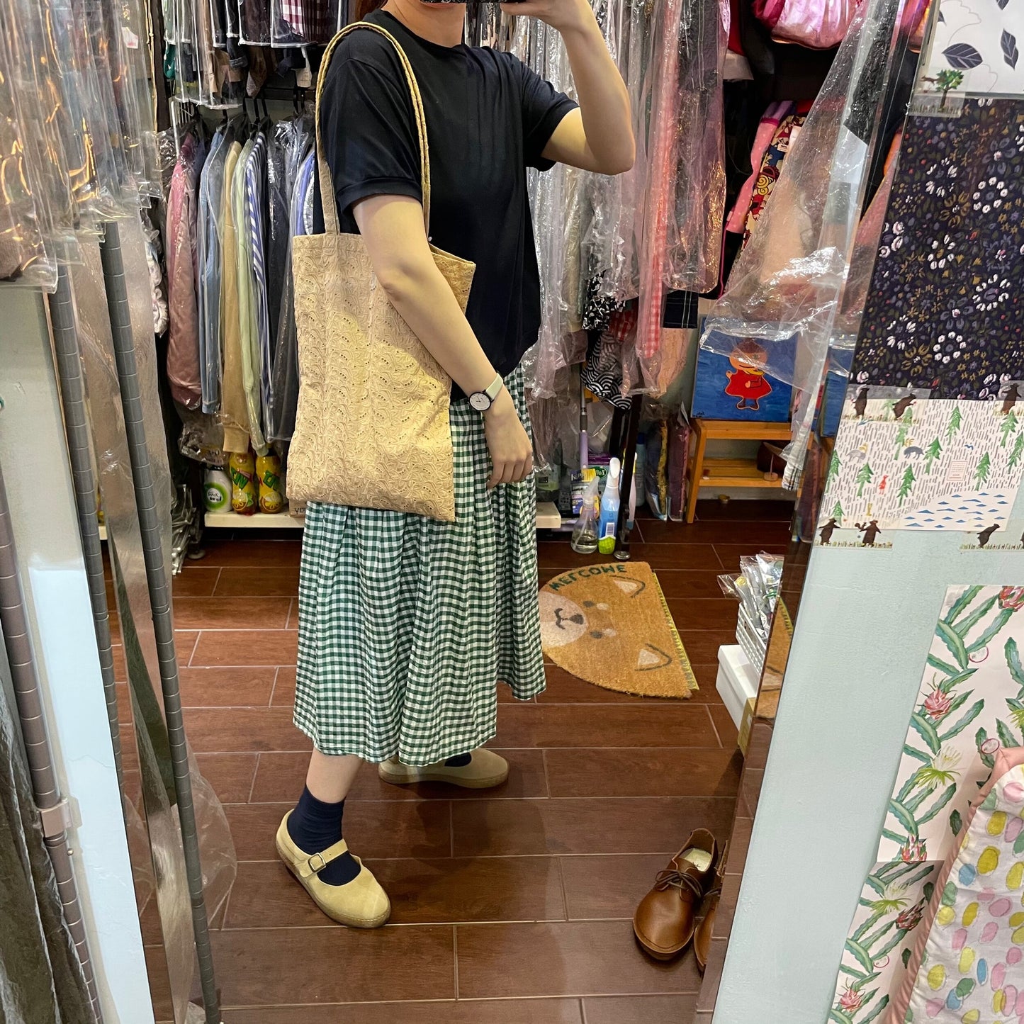 Sale- Spologum Beige Lace Tote Bag, made in Japan