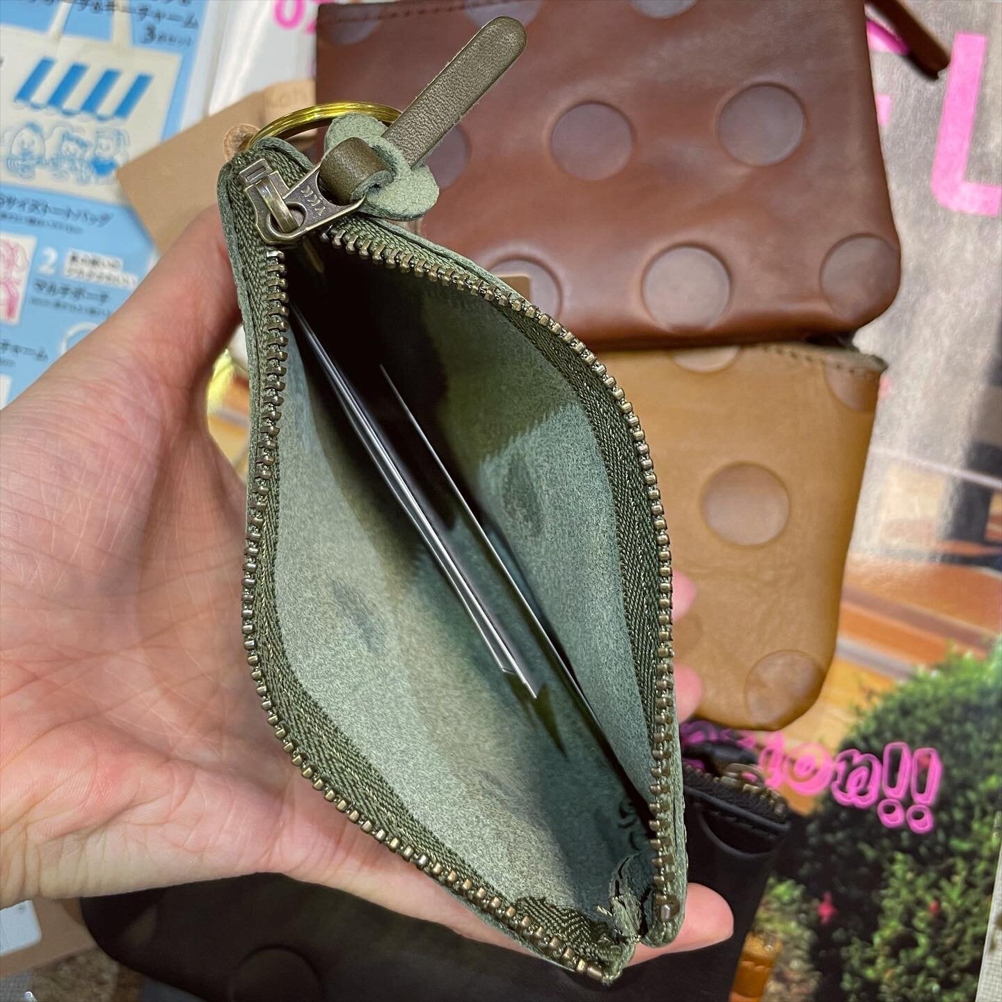 Kanmi Polka Leather Pouch, 6 Colors, made in Japan