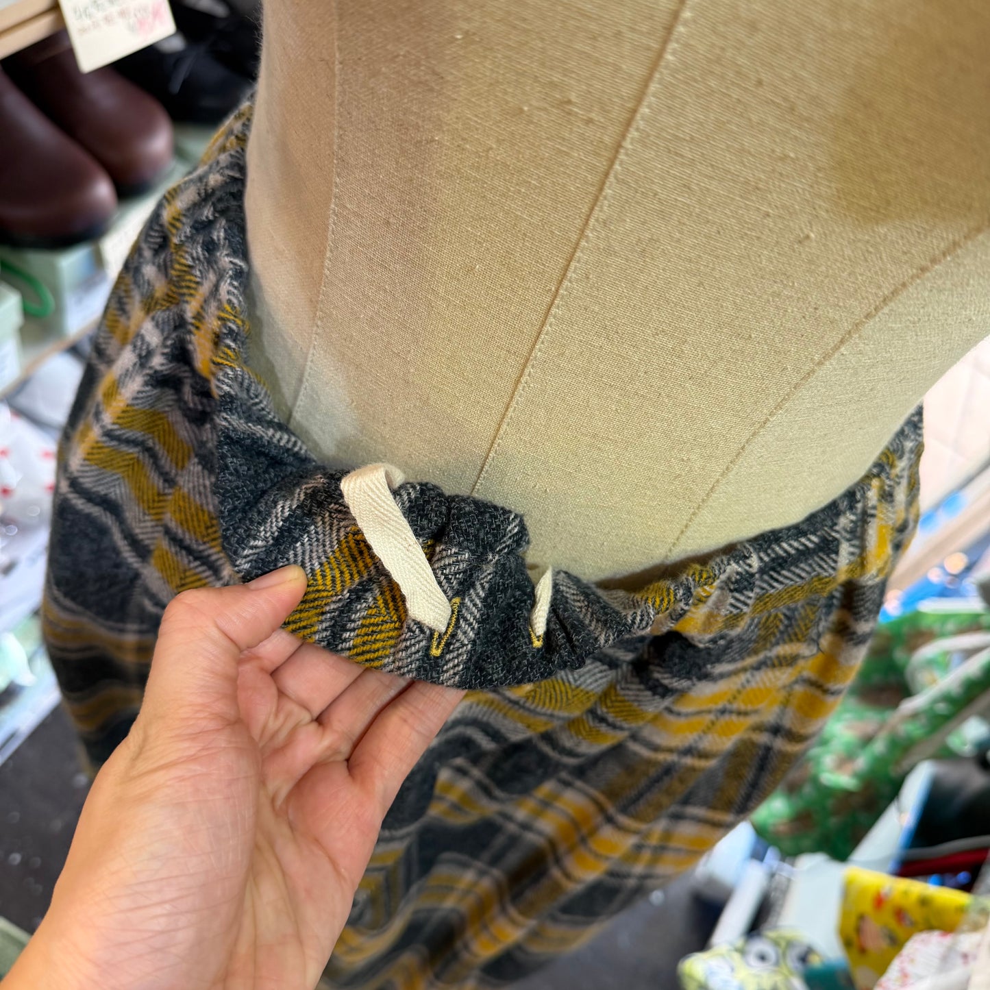 Sale- Nachukara Yellow Checked Skirt, made in Japan