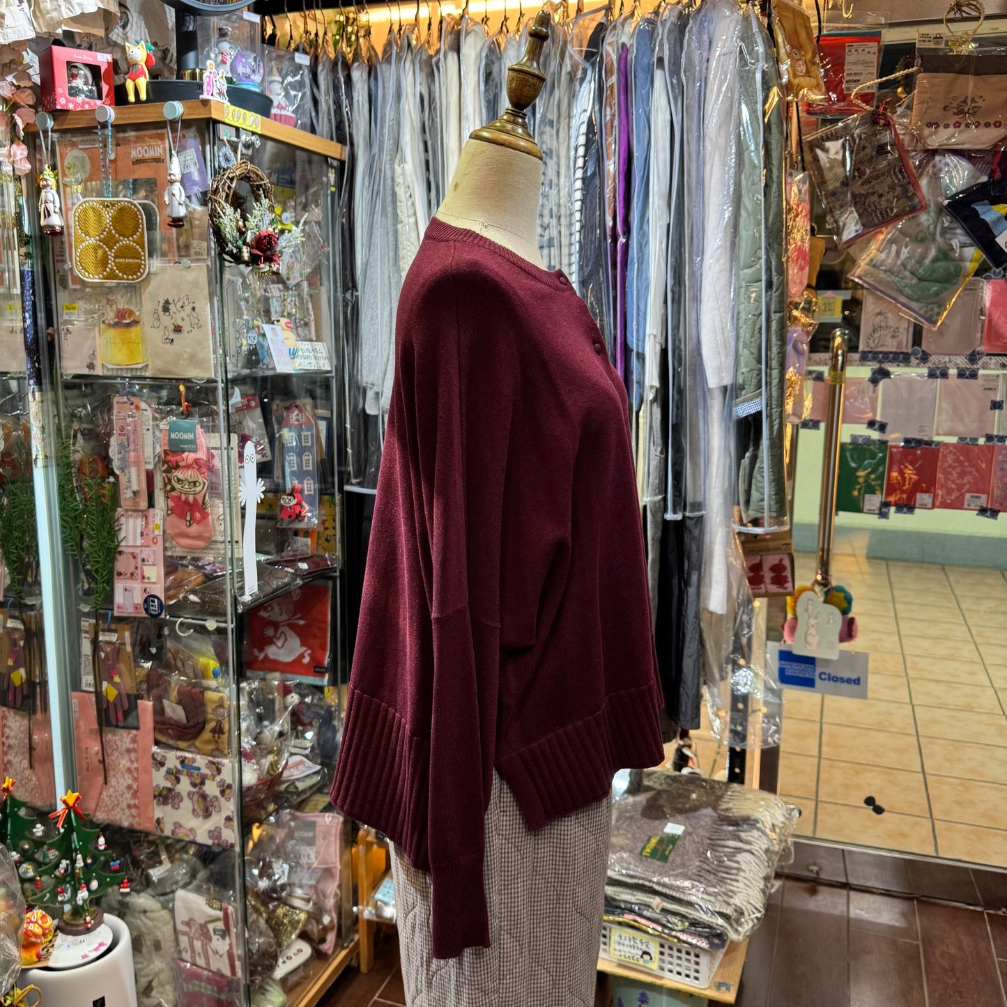 Tumugu Wine Cotton Cardigan
