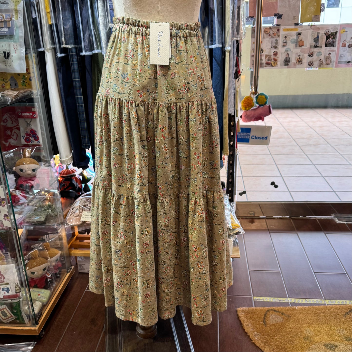 Vent d Ouest x Liberty London HOKKOH Animals Beige Skirt, made in Japan