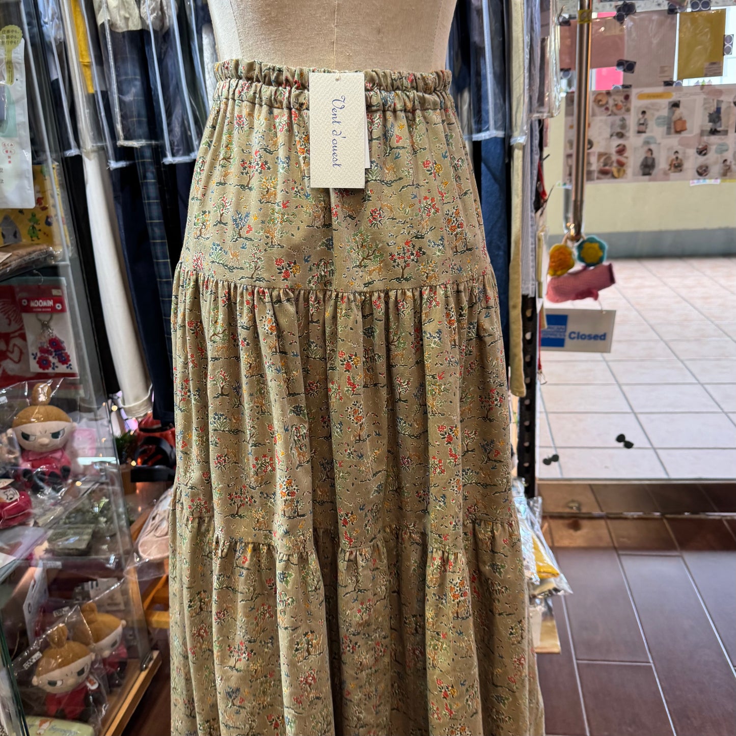 Vent d Ouest x Liberty London HOKKOH Animals Beige Skirt, made in Japan