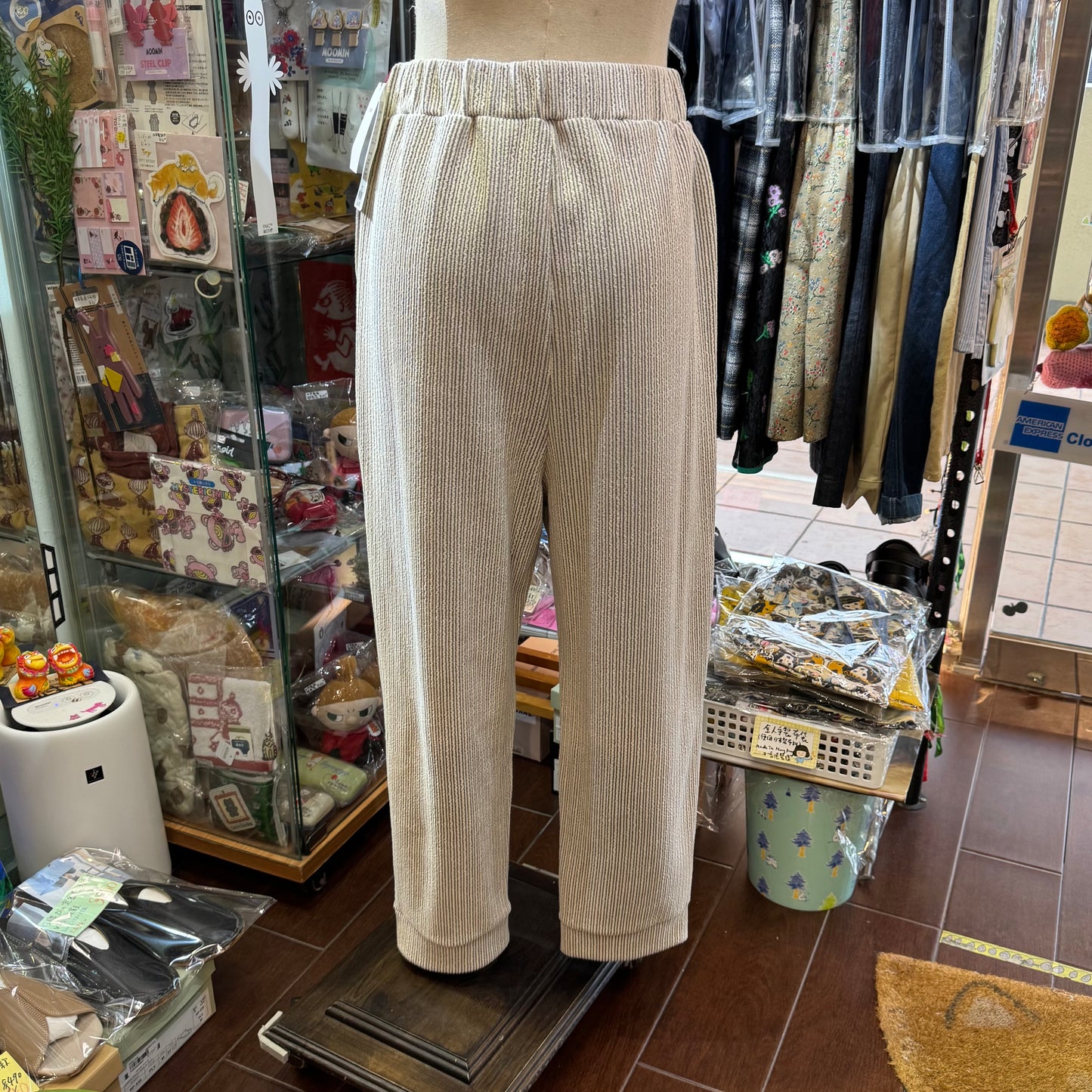 Yarra Light Grey Border Pants, made in Japan