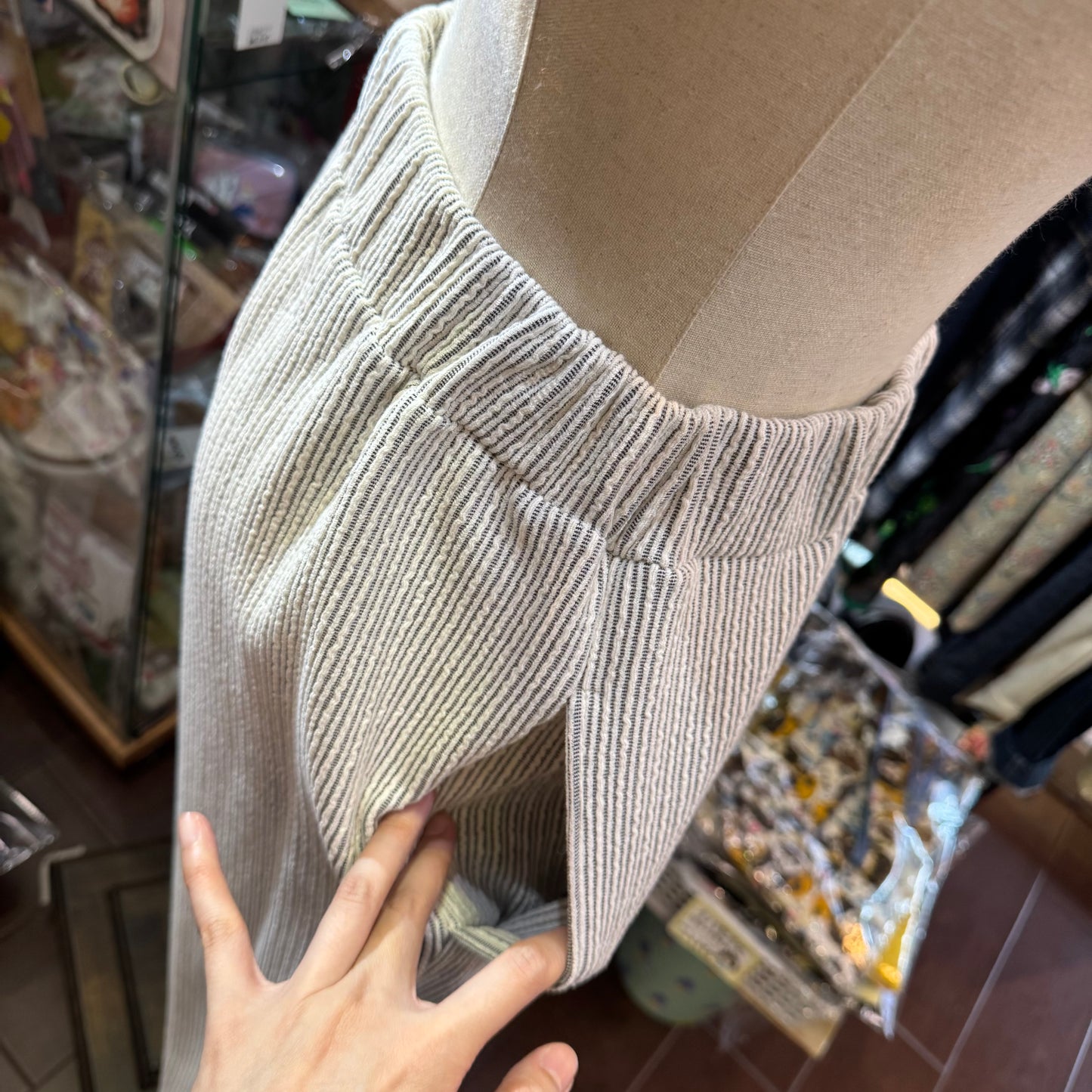 Yarra Light Grey Border Pants, made in Japan