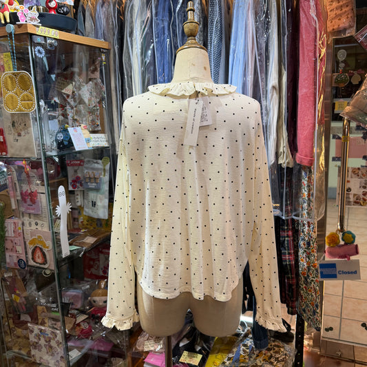 Hands of Creation Black Polka Frill Top, made in Japan