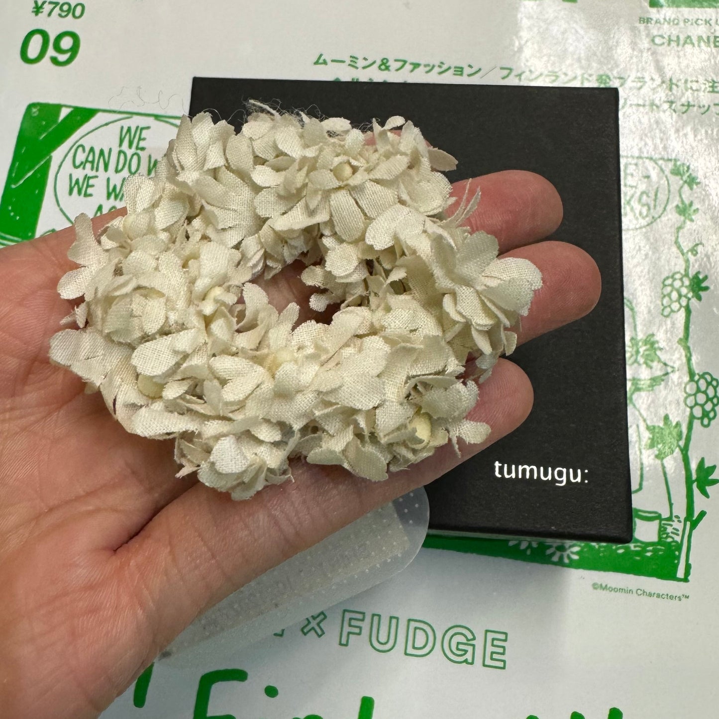 Tumugu Atelier Dyed Flower Brooch, made in Japan, with box