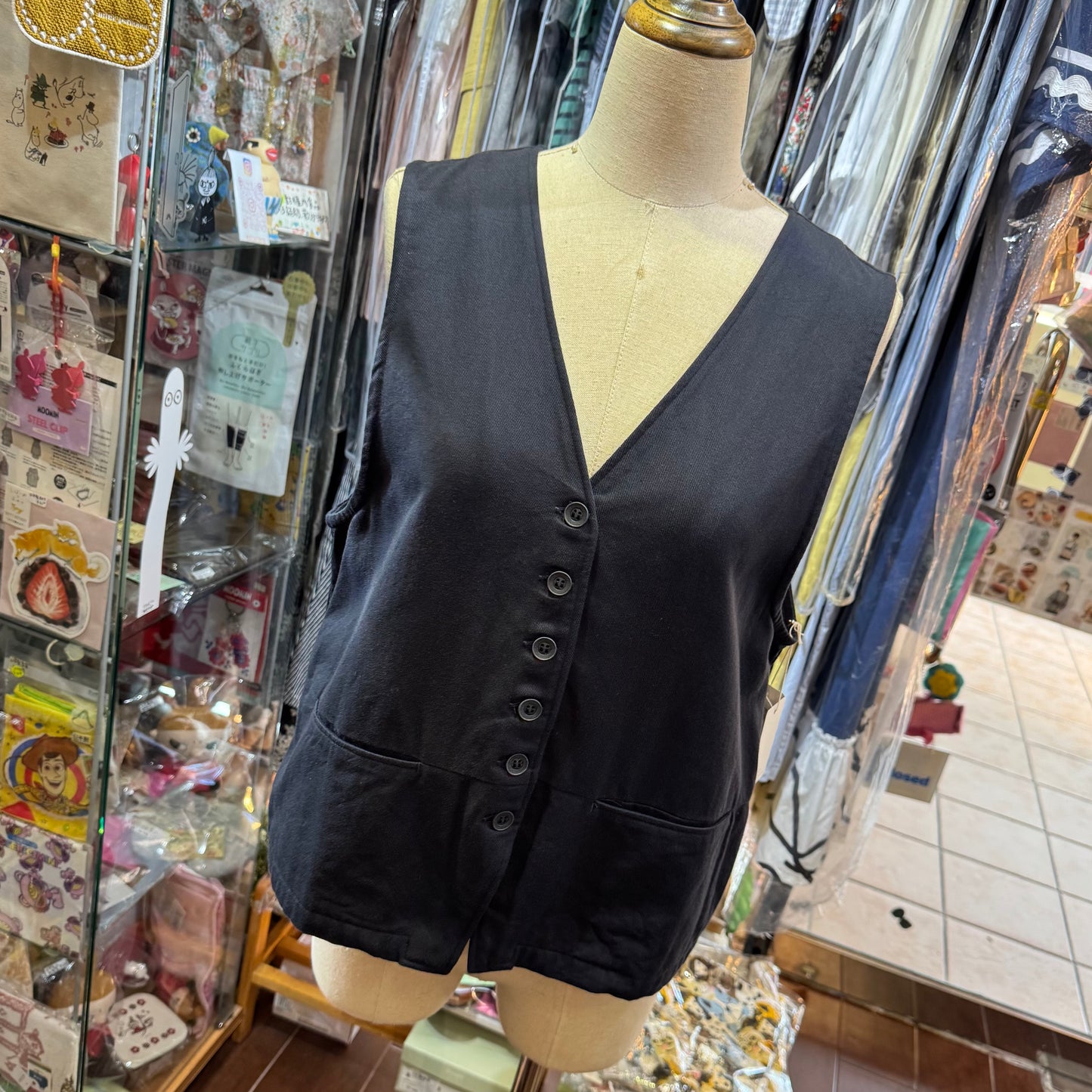 Ina Black Vest Top, Vest, made in Japan