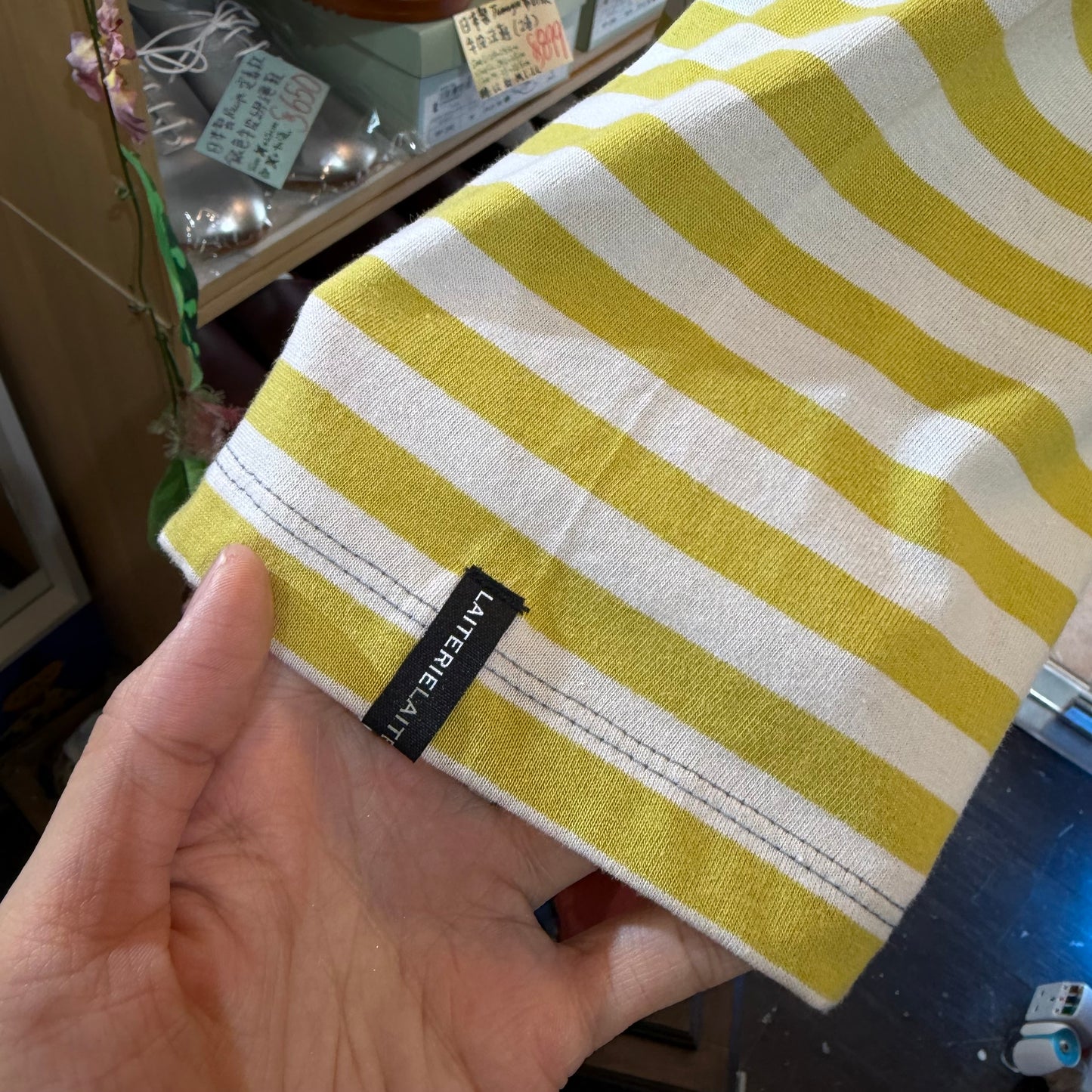 Laiterie Yellow Striped T-shirt, made in Japan