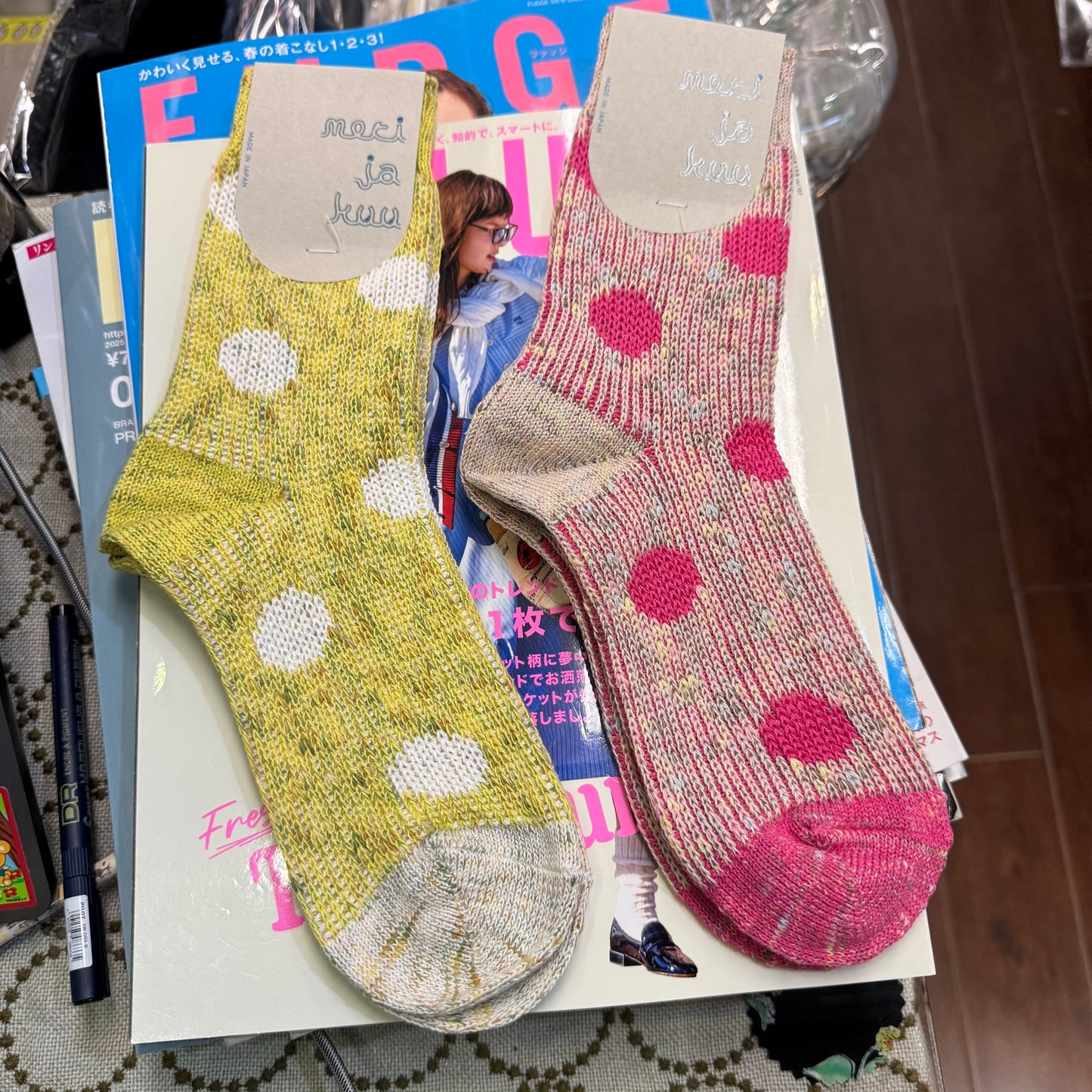 Meri ja Kuu Polka Socks, 2 Colors, made in Japan