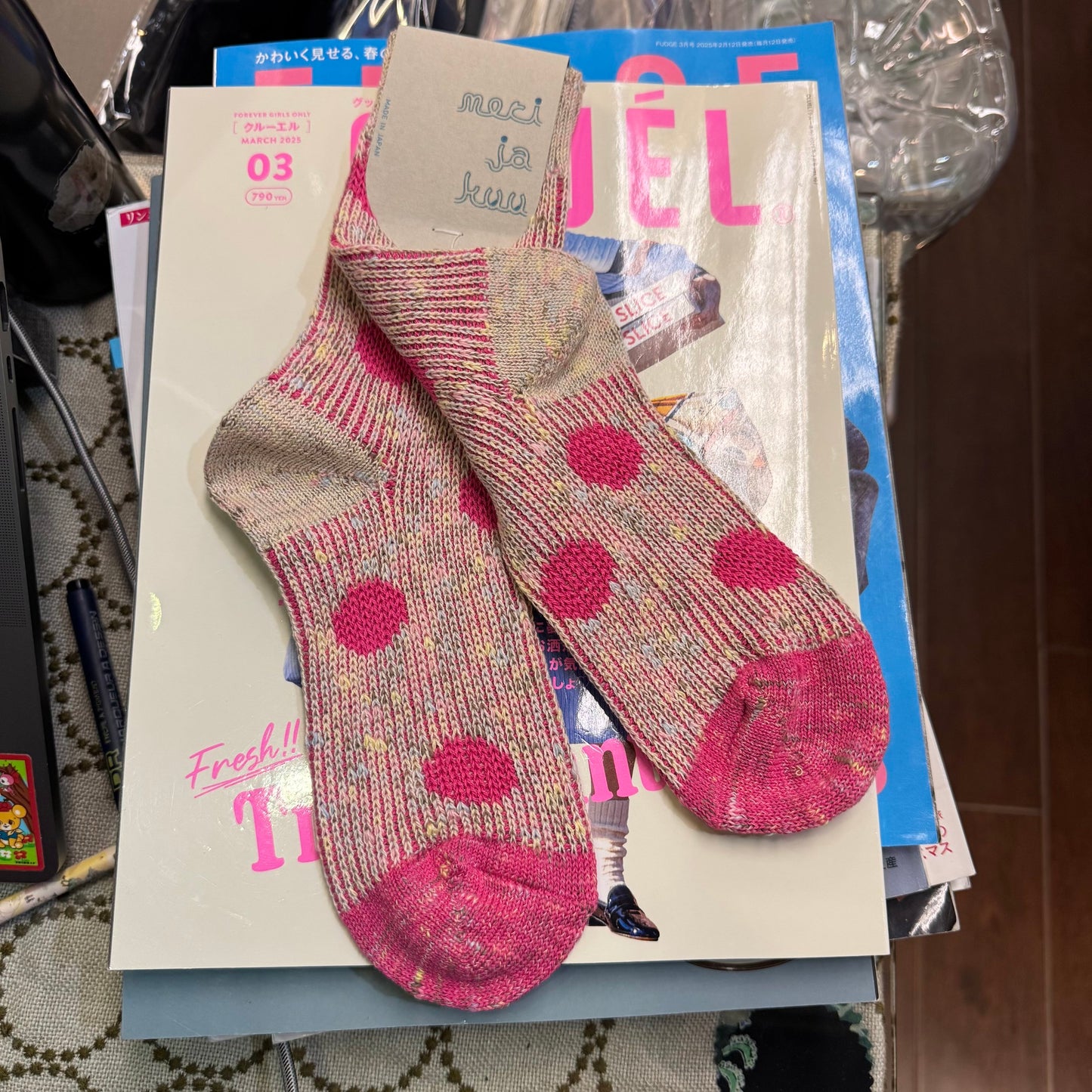 Meri ja Kuu Polka Socks, 2 Colors, made in Japan