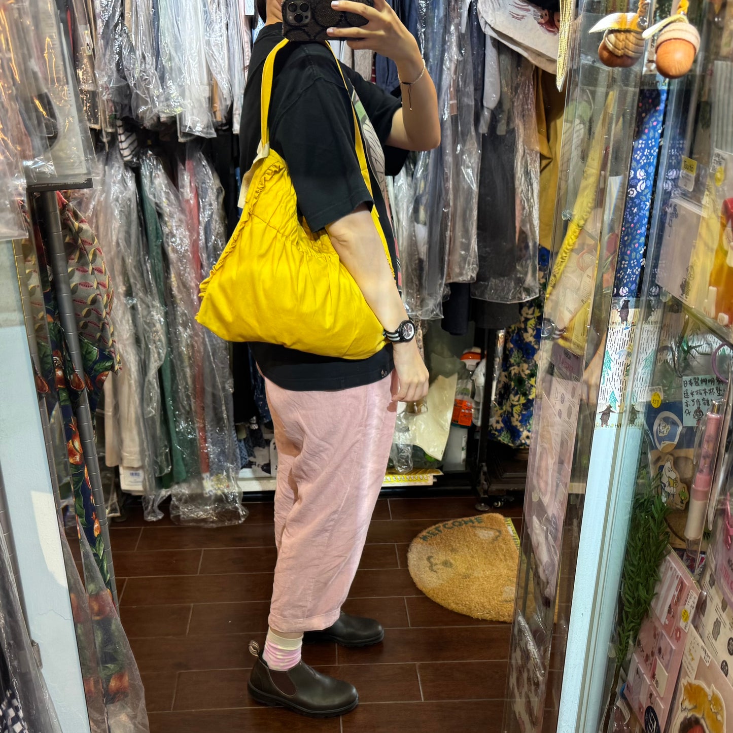 Anvocoeur Yellow Shoulder Bag, made in Japan