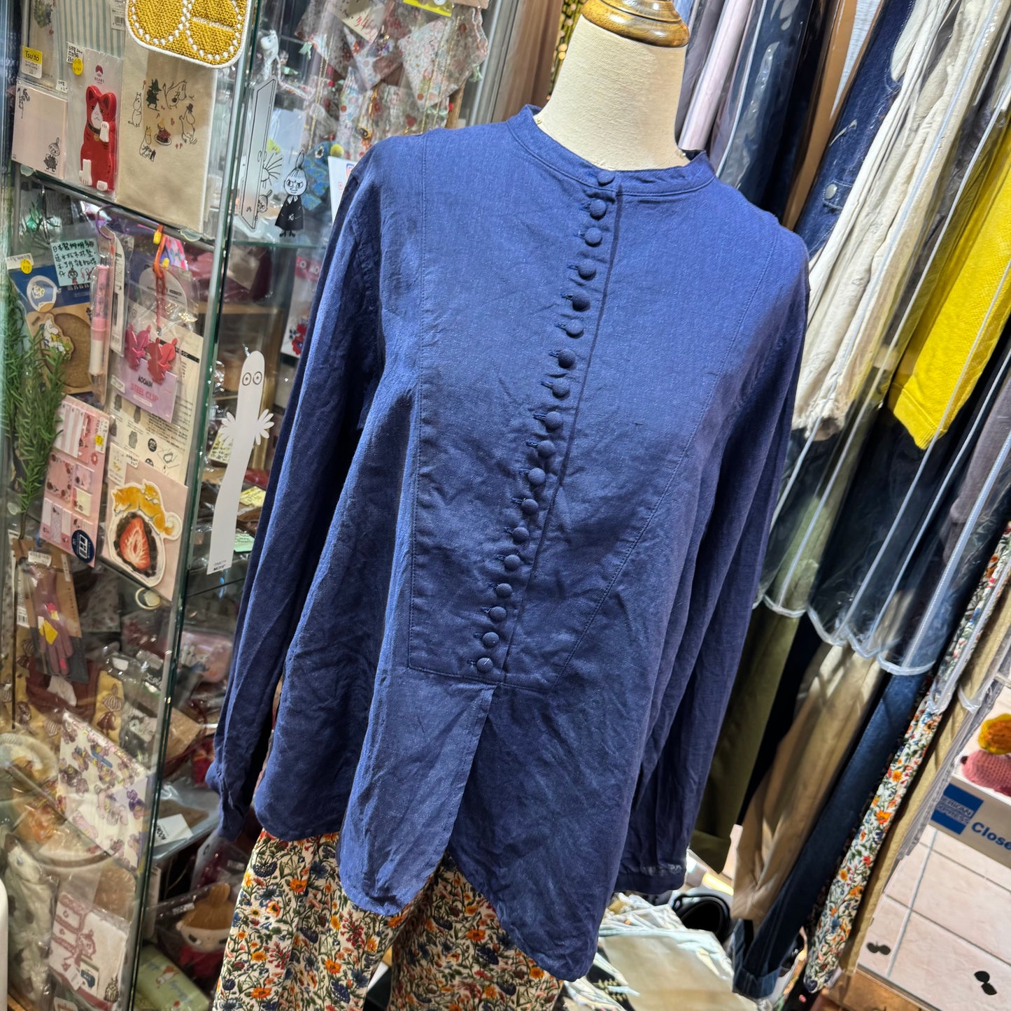Ichi ANTIQUITES Indigo Blue Linen Shirt, made in Japan