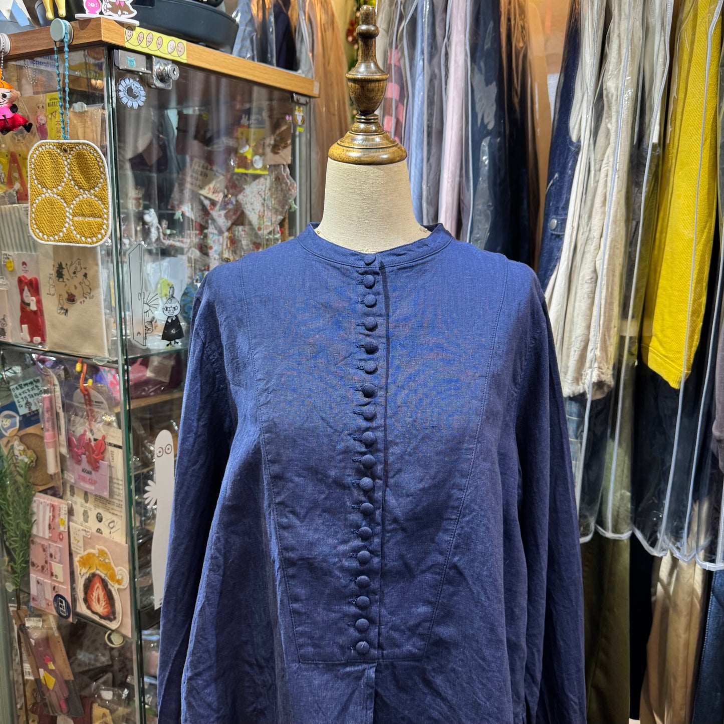 Ichi ANTIQUITES Indigo Blue Linen Shirt, made in Japan