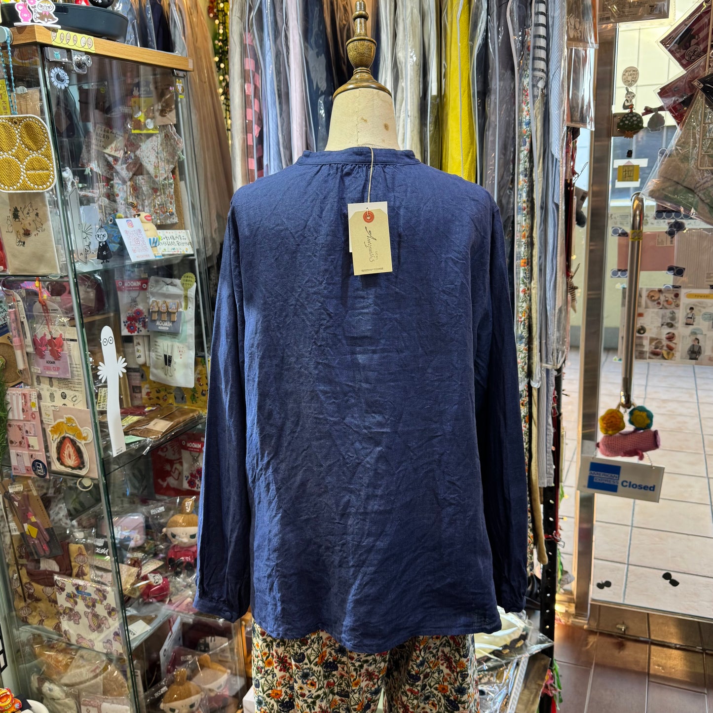 Ichi ANTIQUITES Indigo Blue Linen Shirt, made in Japan