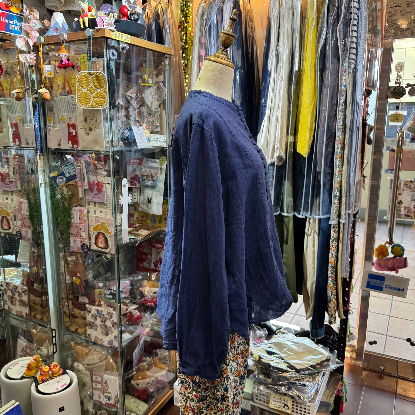 Ichi ANTIQUITES Indigo Blue Linen Shirt, made in Japan