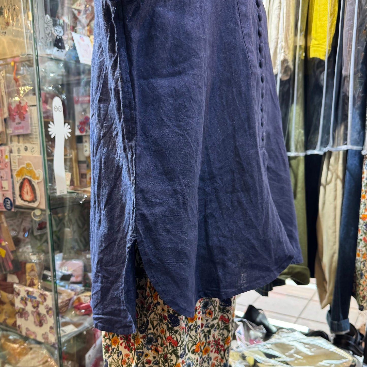 Ichi ANTIQUITES Indigo Blue Linen Shirt, made in Japan