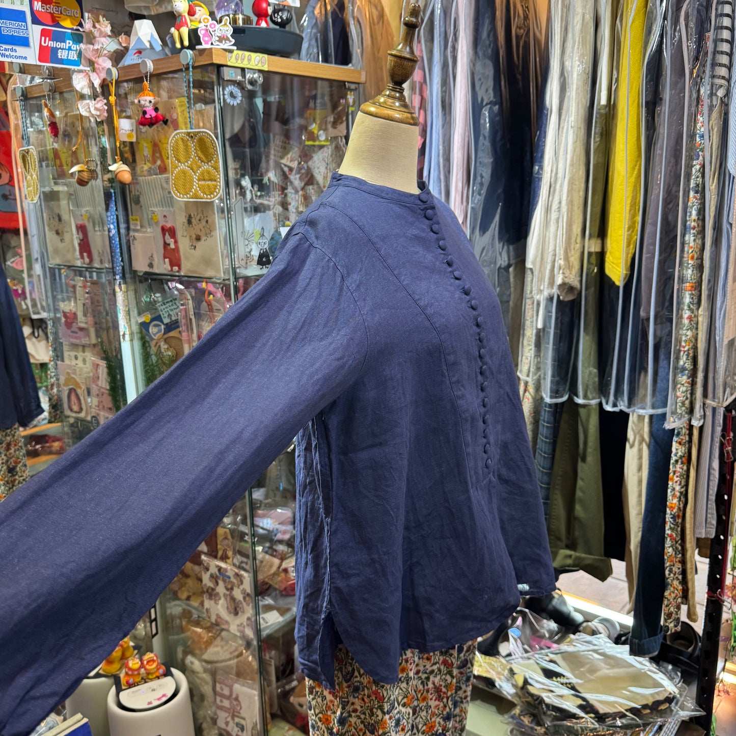 Ichi ANTIQUITES Indigo Blue Linen Shirt, made in Japan