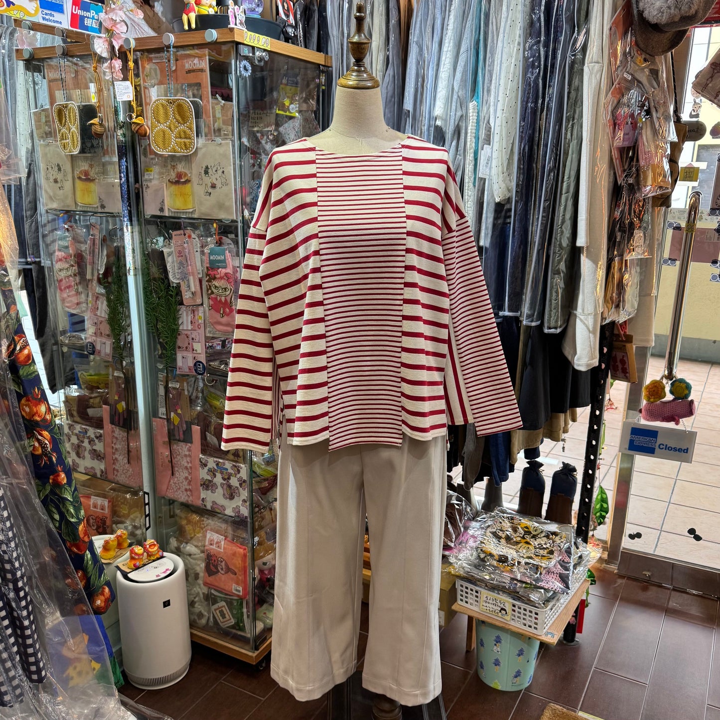 Sale- Tumugu Red Striped T-shirt, made in Japan