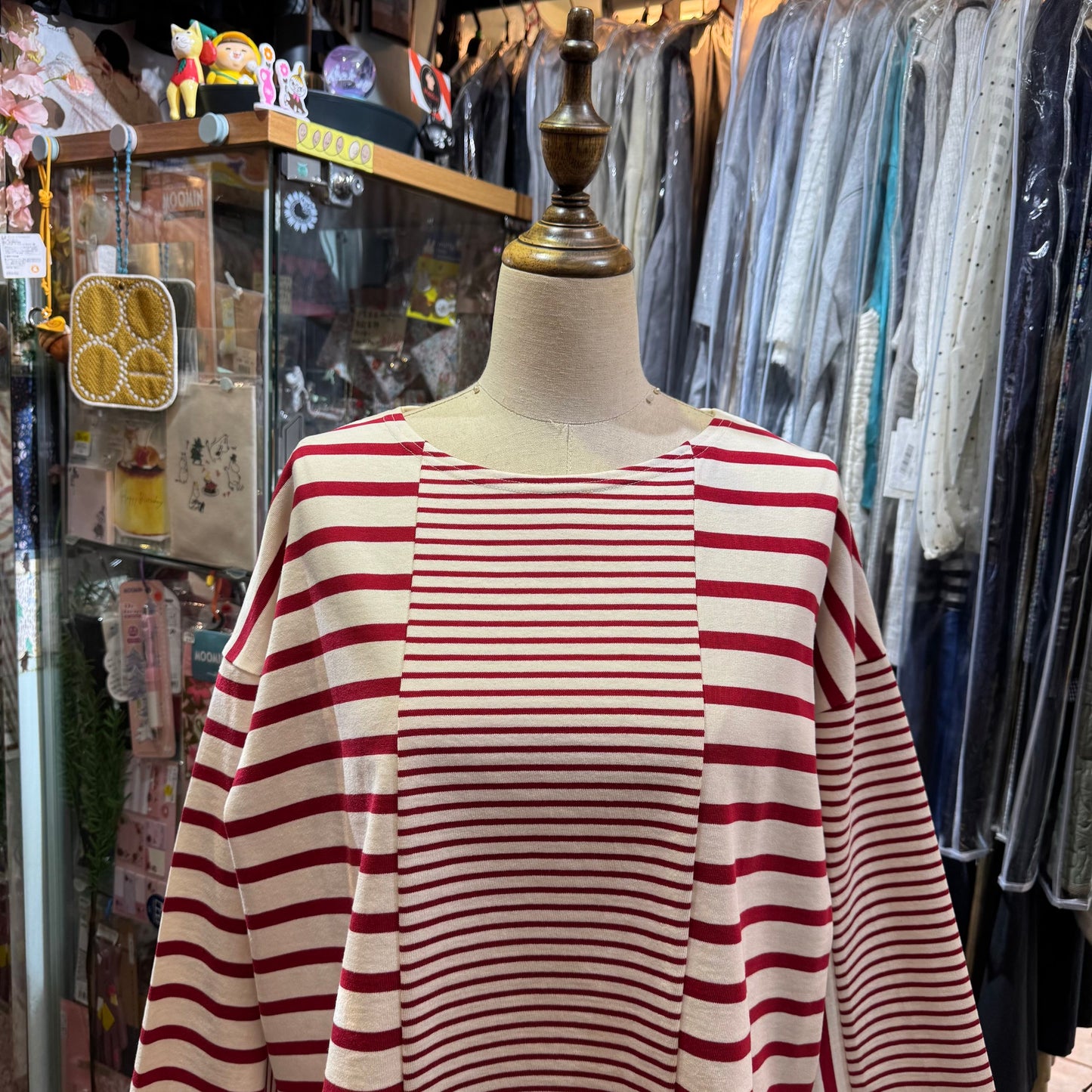 Sale- Tumugu Red Striped T-shirt, made in Japan