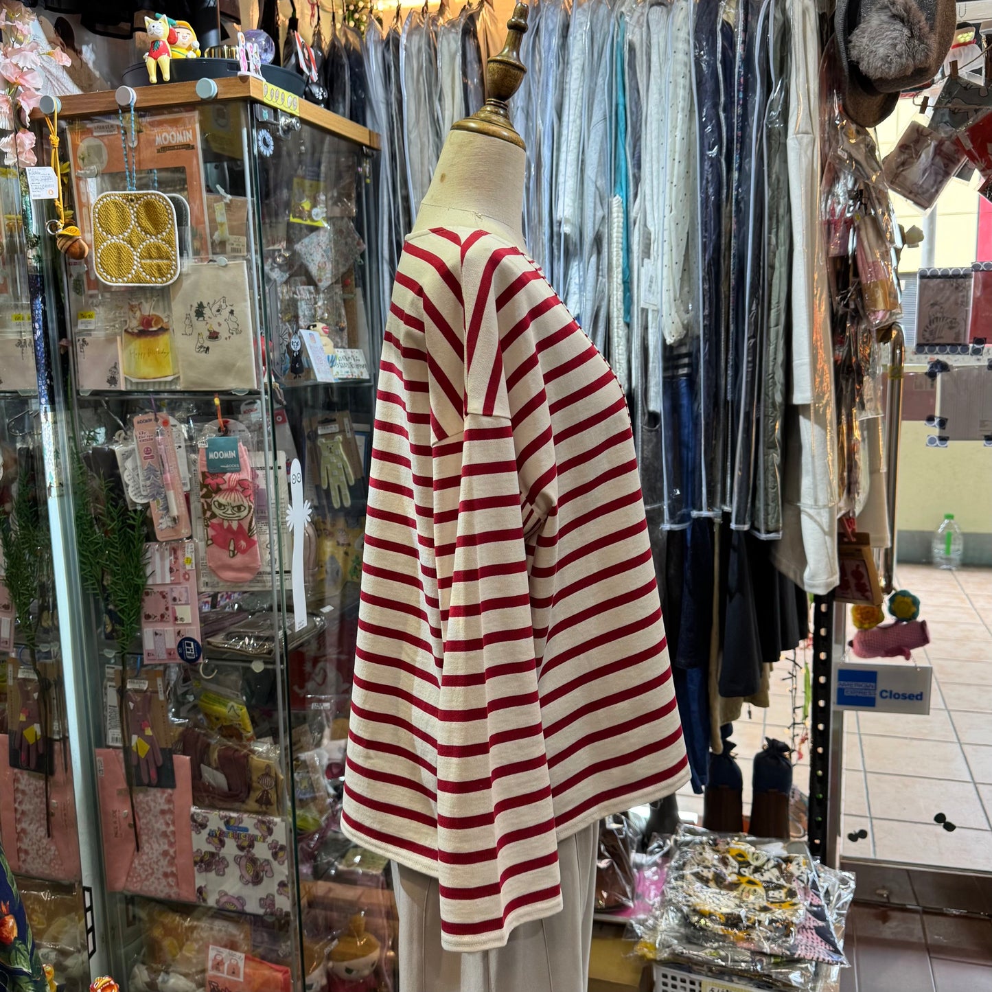 Sale- Tumugu Red Striped T-shirt, made in Japan