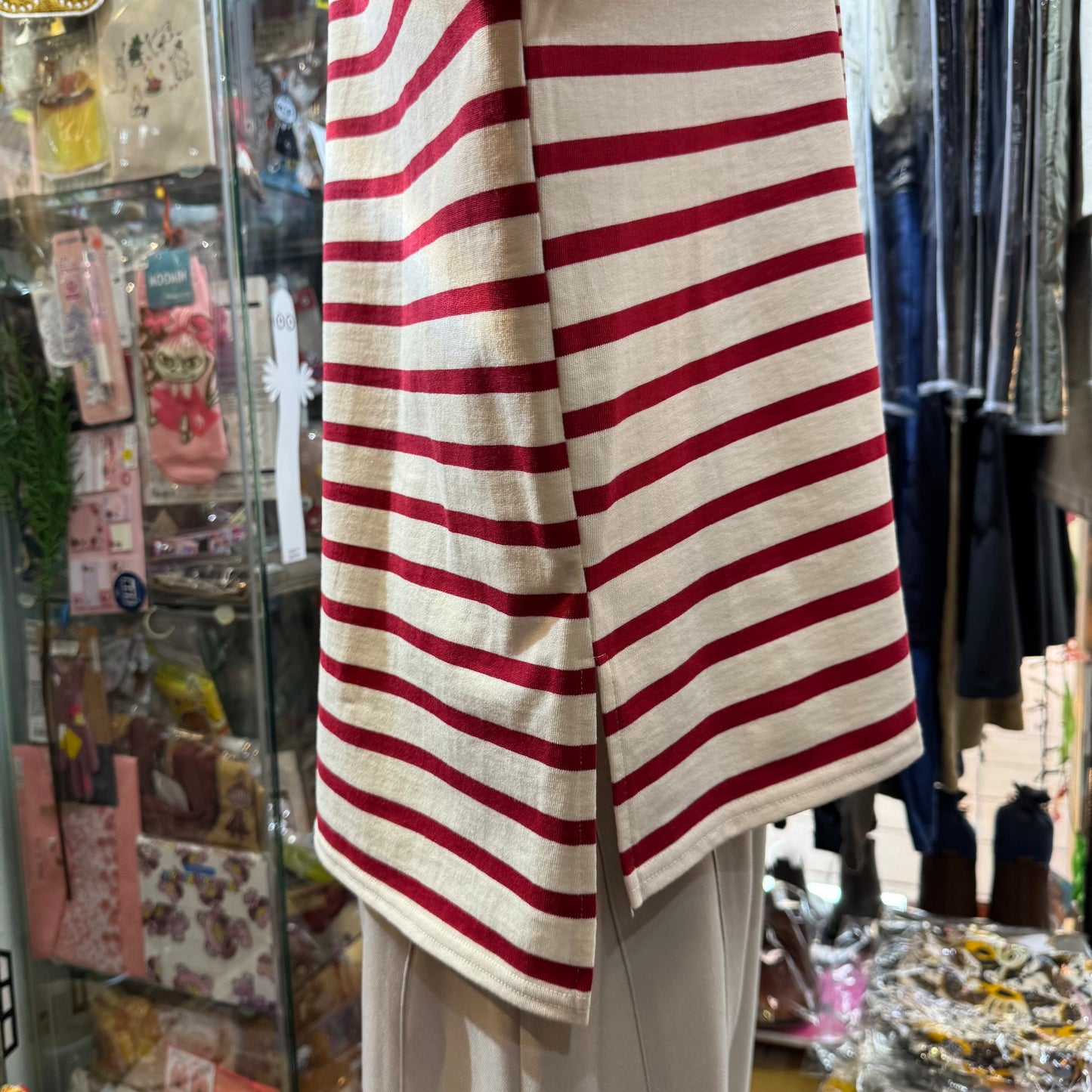 Sale- Tumugu Red Striped T-shirt, made in Japan