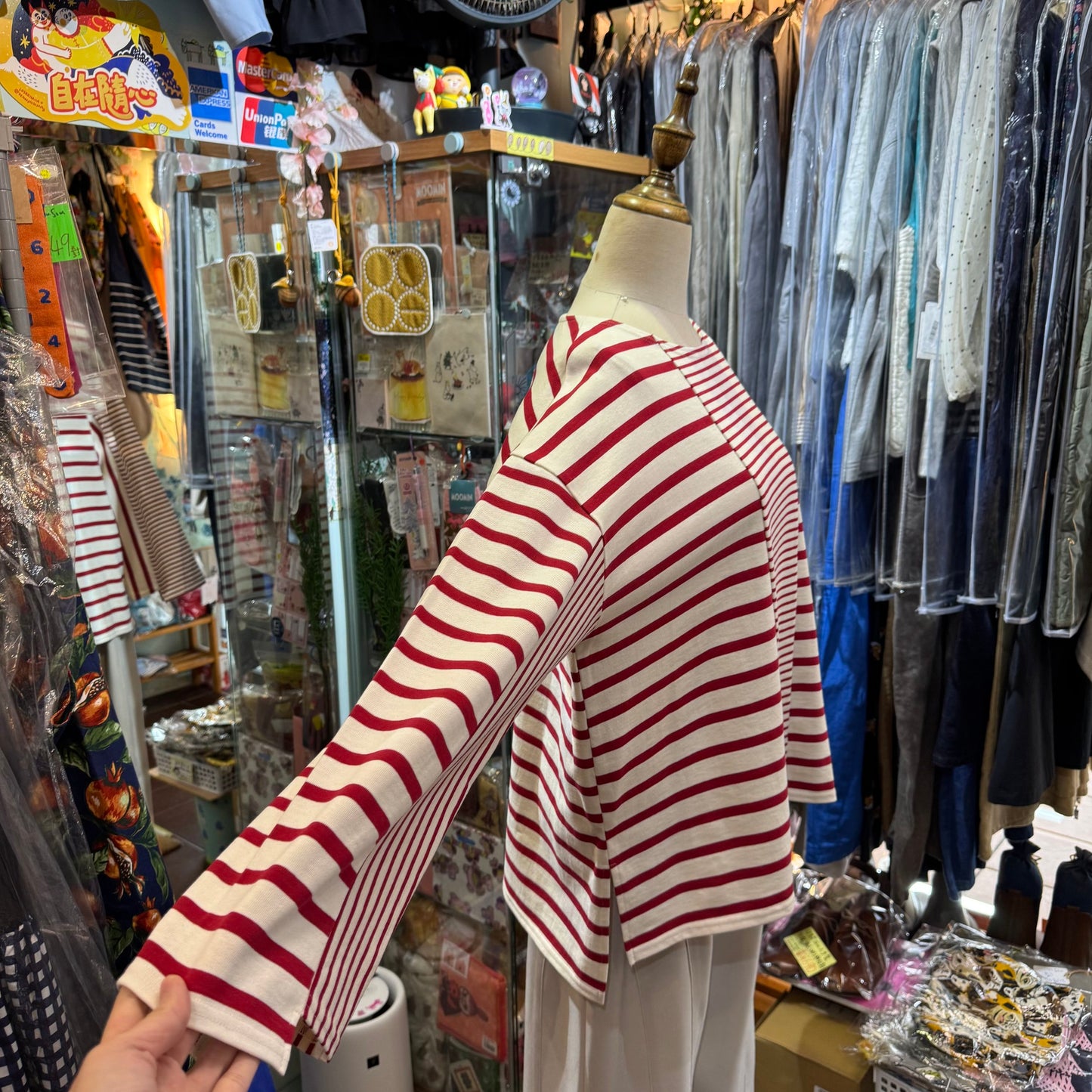 Sale- Tumugu Red Striped T-shirt, made in Japan