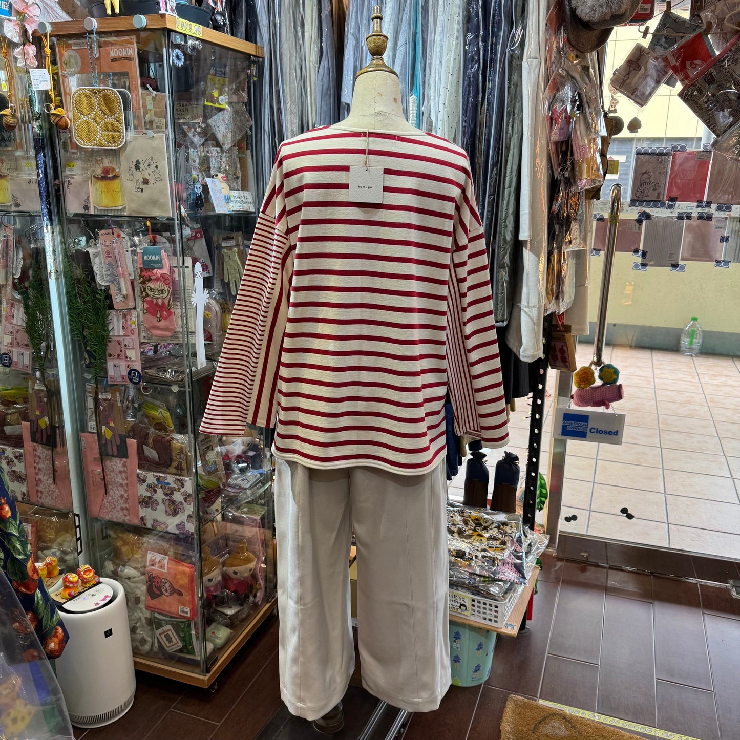 Sale- Tumugu Red Striped T-shirt, made in Japan