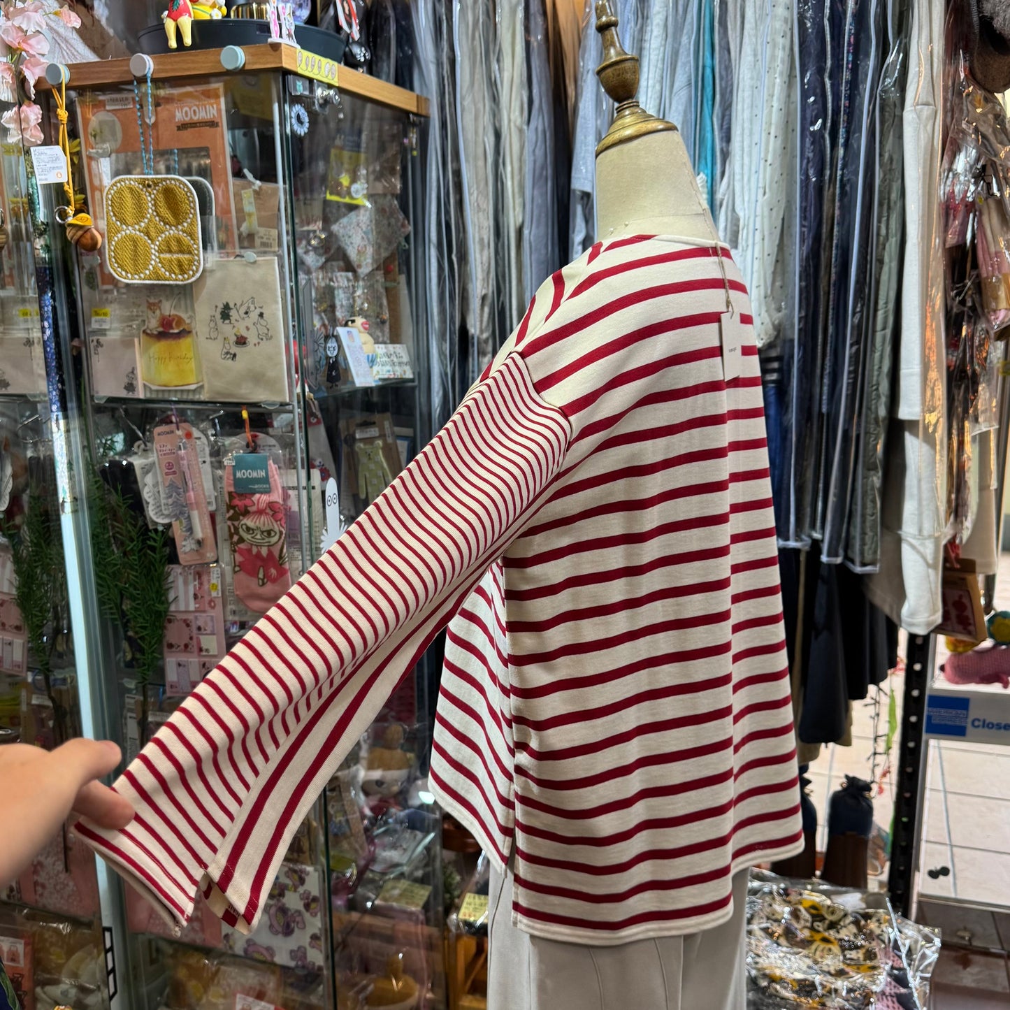 Sale- Tumugu Red Striped T-shirt, made in Japan