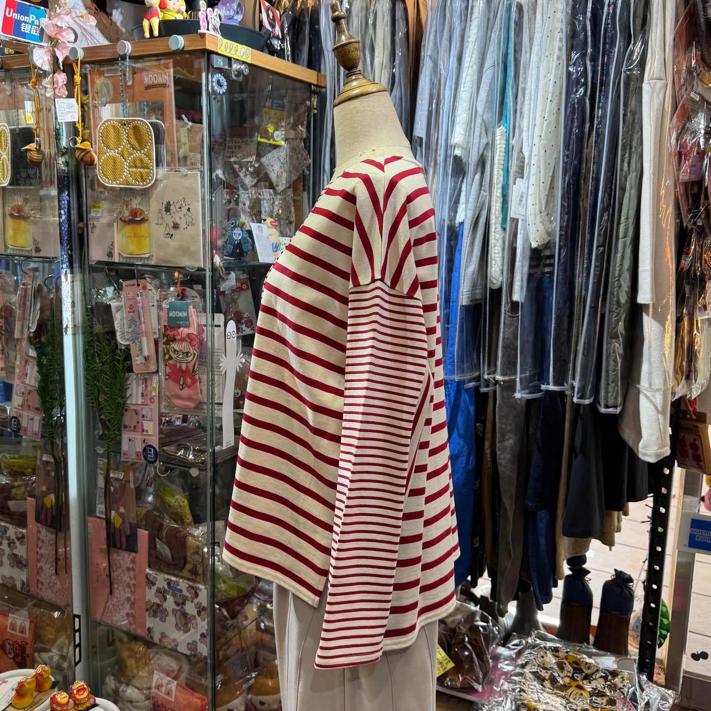Sale- Tumugu Red Striped T-shirt, made in Japan