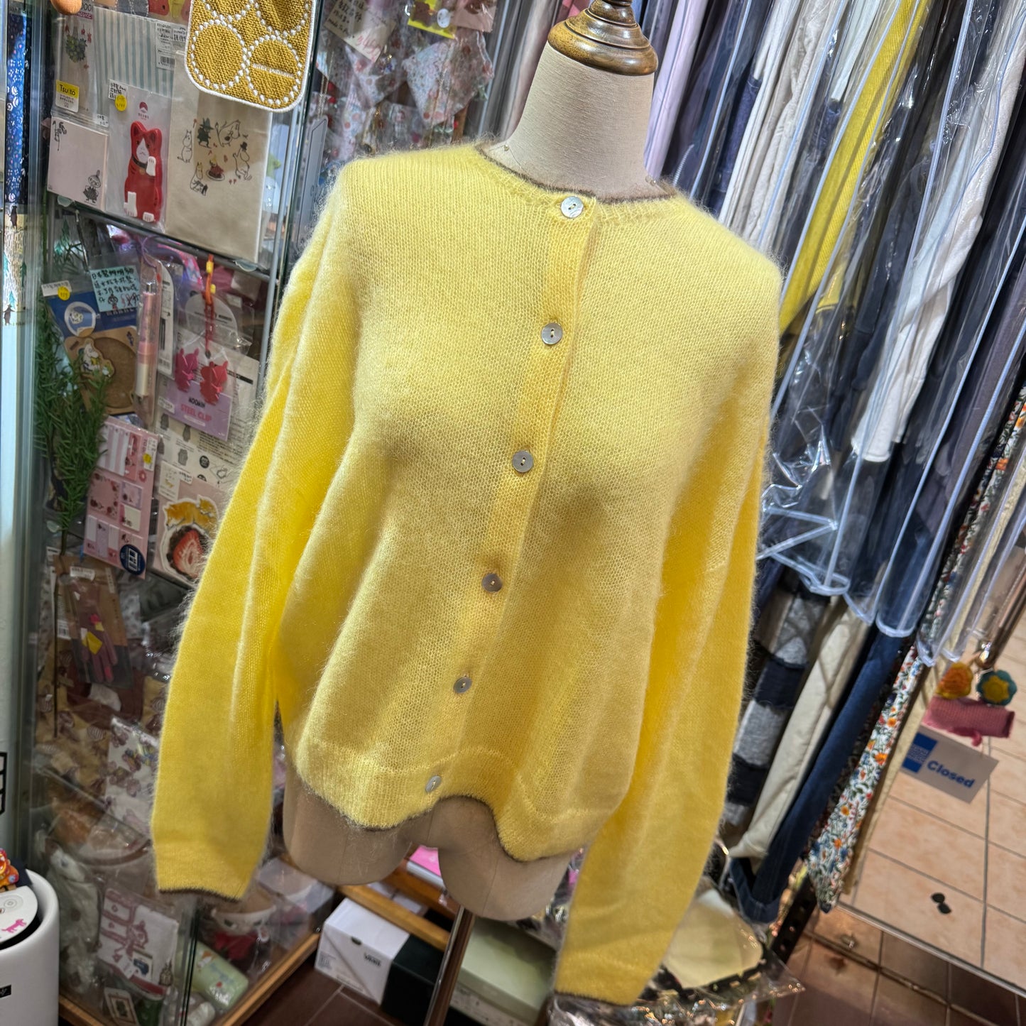 Ichi Yellow Mohair Cardigan Outer, made in Japan