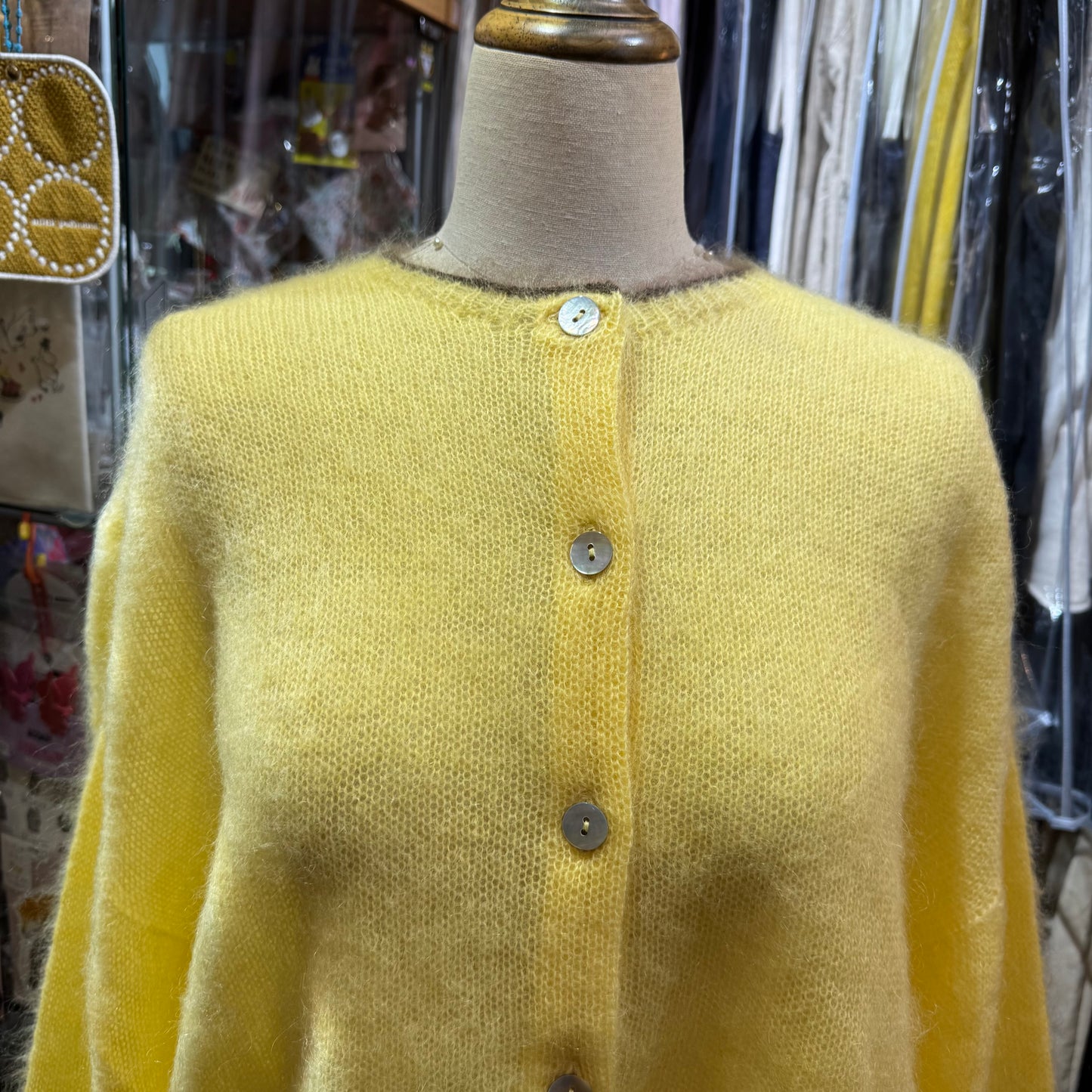 Ichi Yellow Mohair Cardigan Outer, made in Japan
