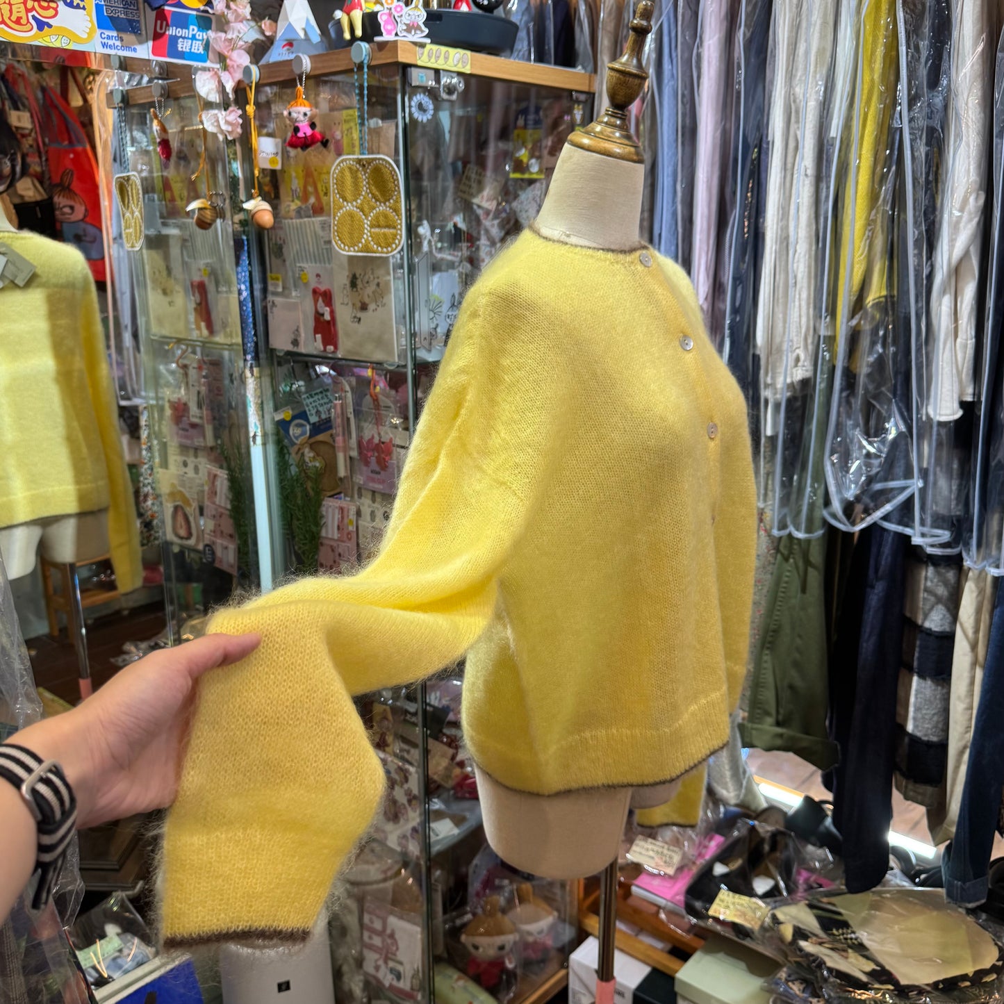 Ichi Yellow Mohair Cardigan Outer, made in Japan