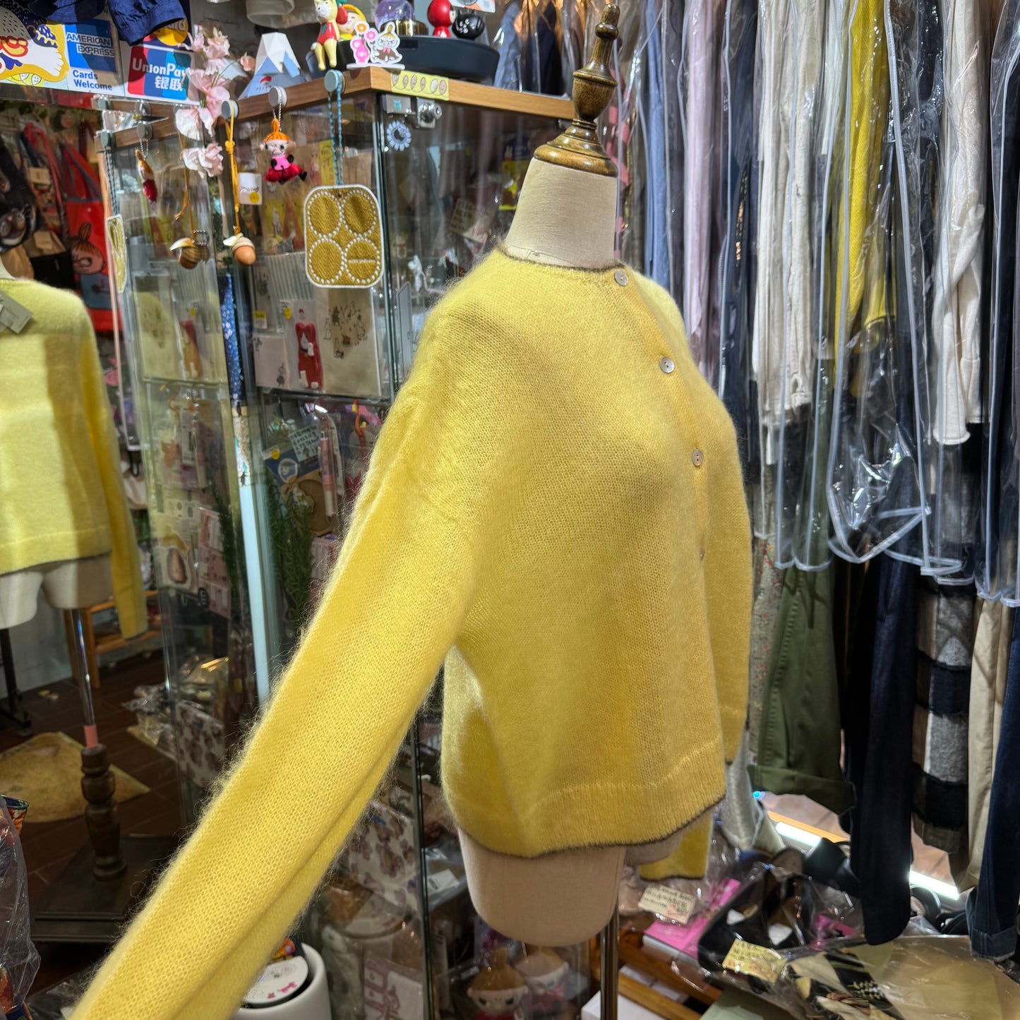 Ichi Yellow Mohair Cardigan Outer, made in Japan