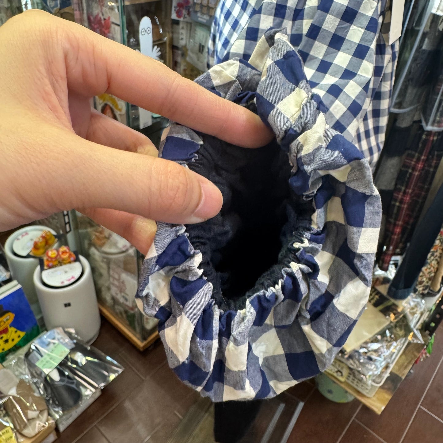 Gauze Checked 2Way Blouse Top,made in Japan