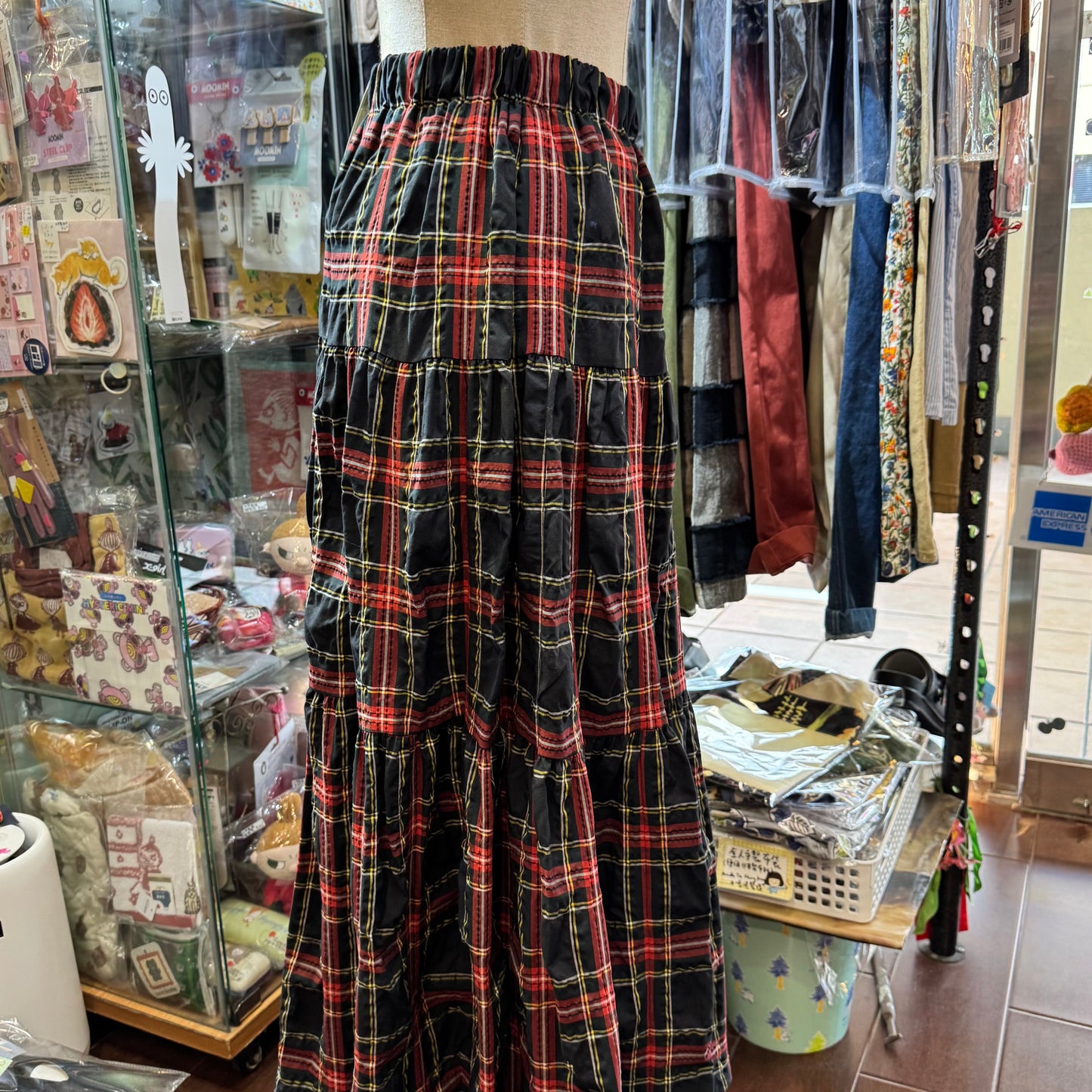 Vent d Ouest Red Checked Skirt, made in Japan