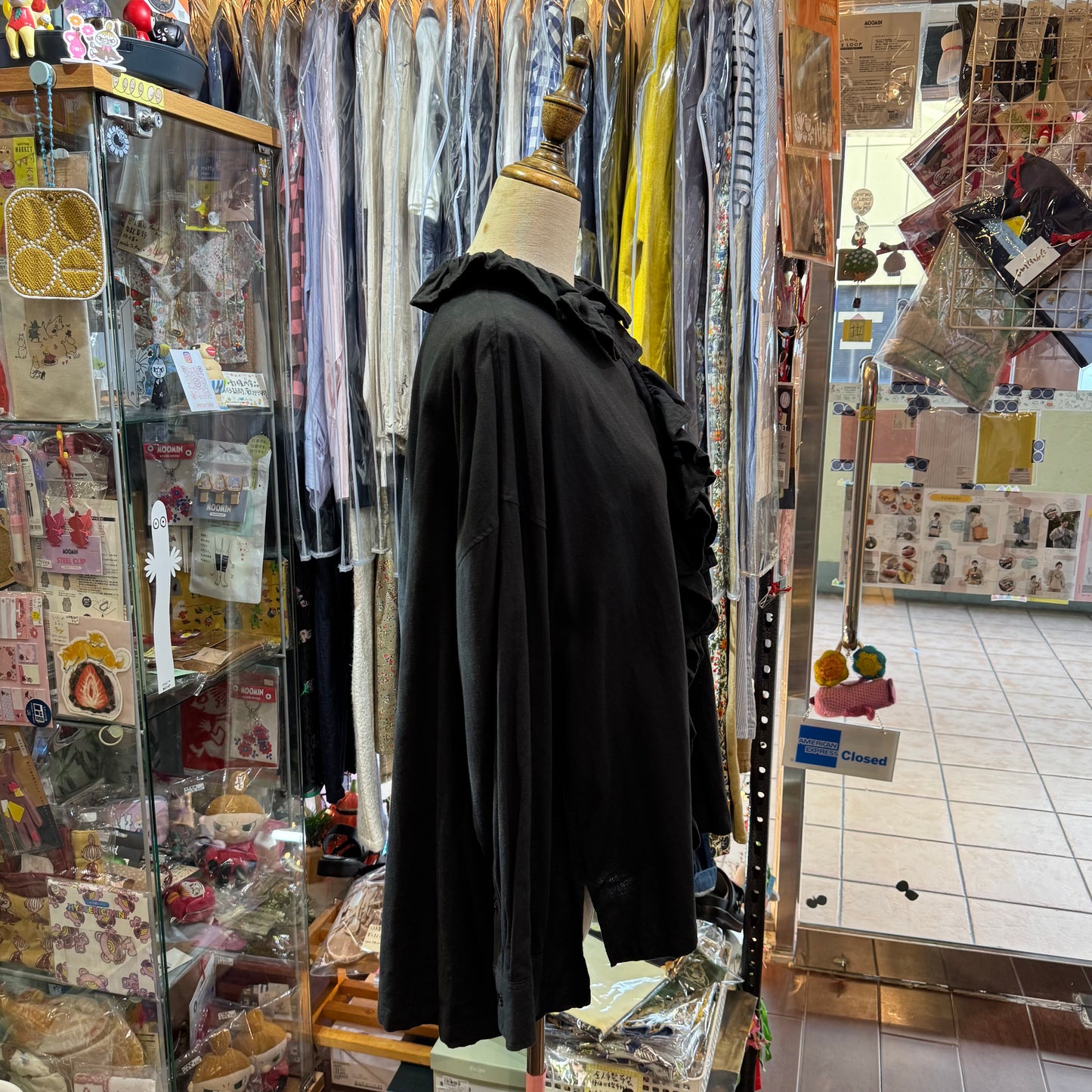Ichi Black Frill Shirt, made in Vietnam
