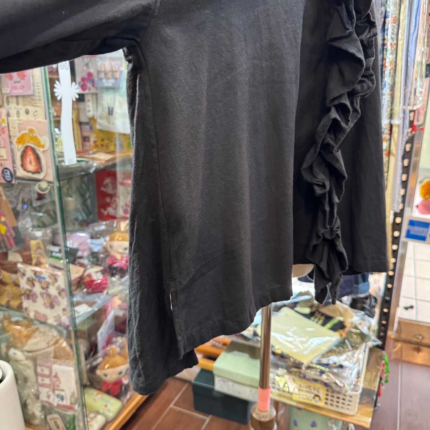 Ichi Black Frill Shirt, made in Vietnam