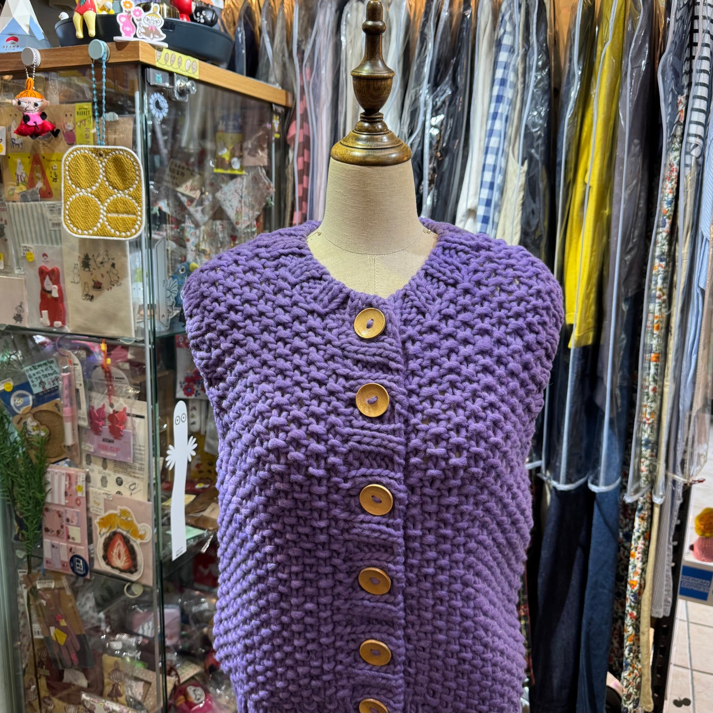 Ichi ANTIQUITES Purple Hand Knit Vest Top, made in Peru