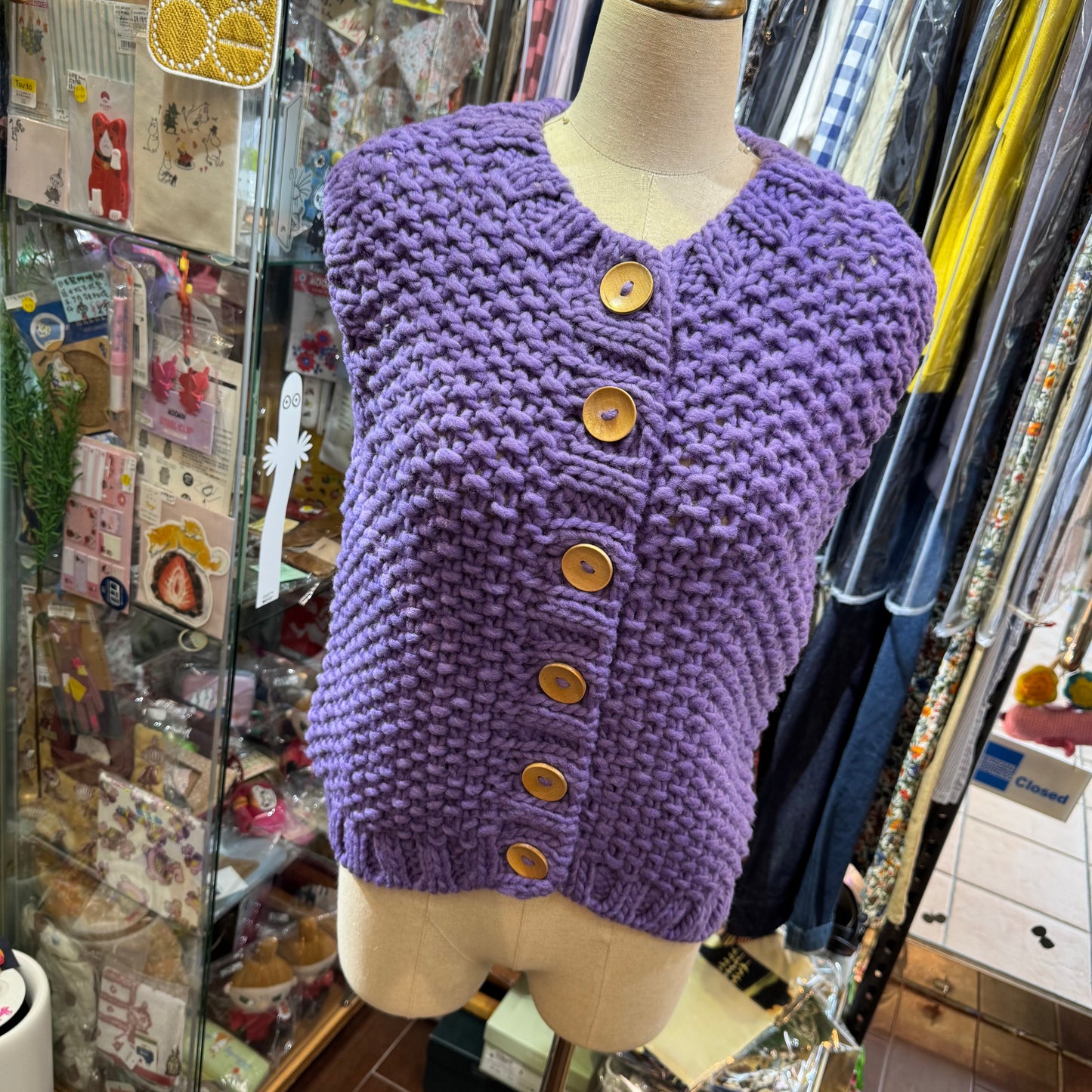Ichi ANTIQUITES Purple Hand Knit Vest Top, made in Peru