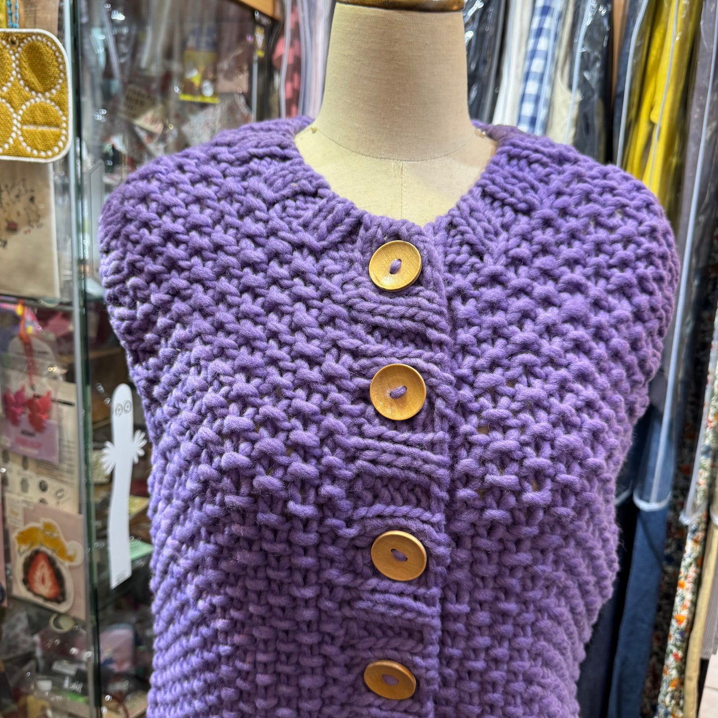 Ichi ANTIQUITES Purple Hand Knit Vest Top, made in Peru