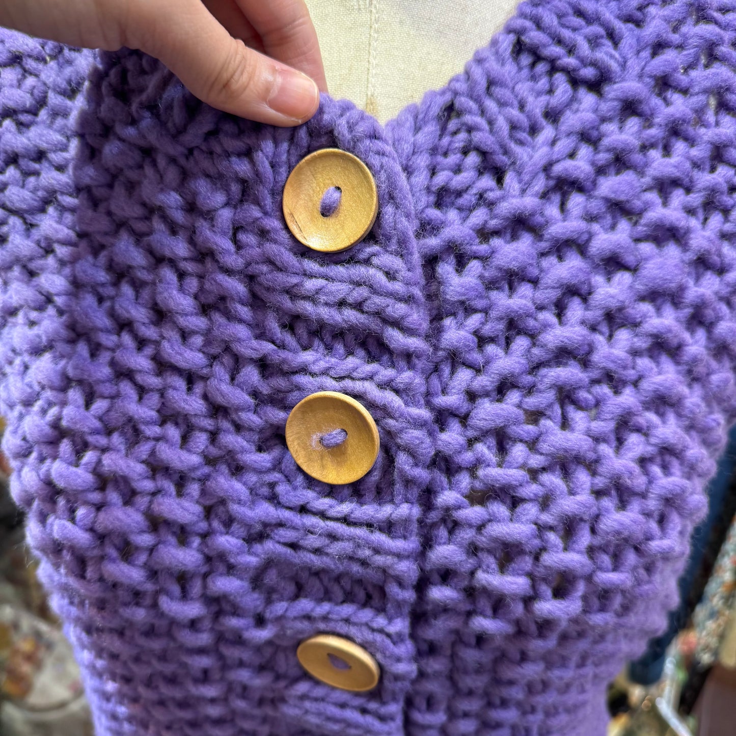 Ichi ANTIQUITES Purple Hand Knit Vest Top, made in Peru