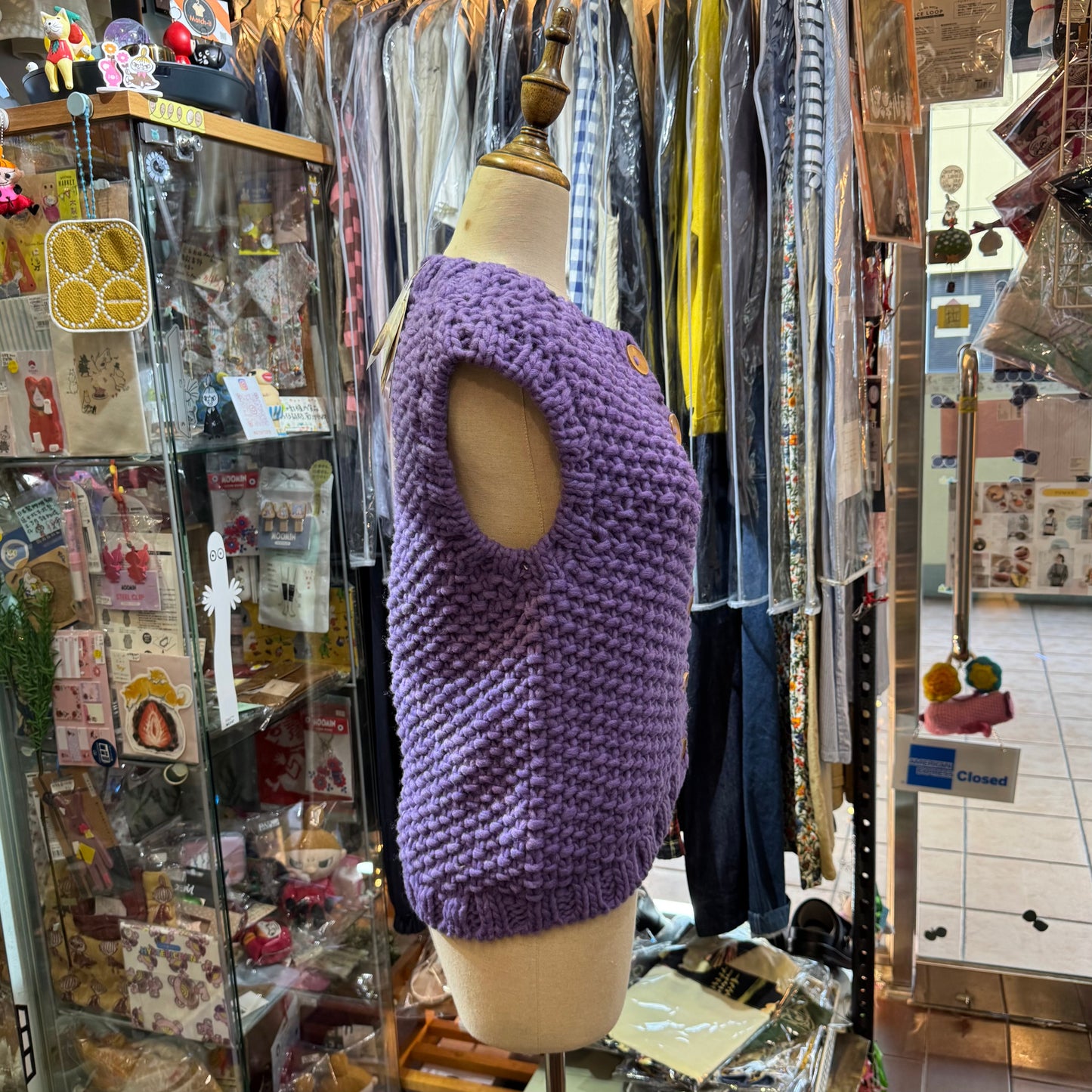 Ichi ANTIQUITES Purple Hand Knit Vest Top, made in Peru