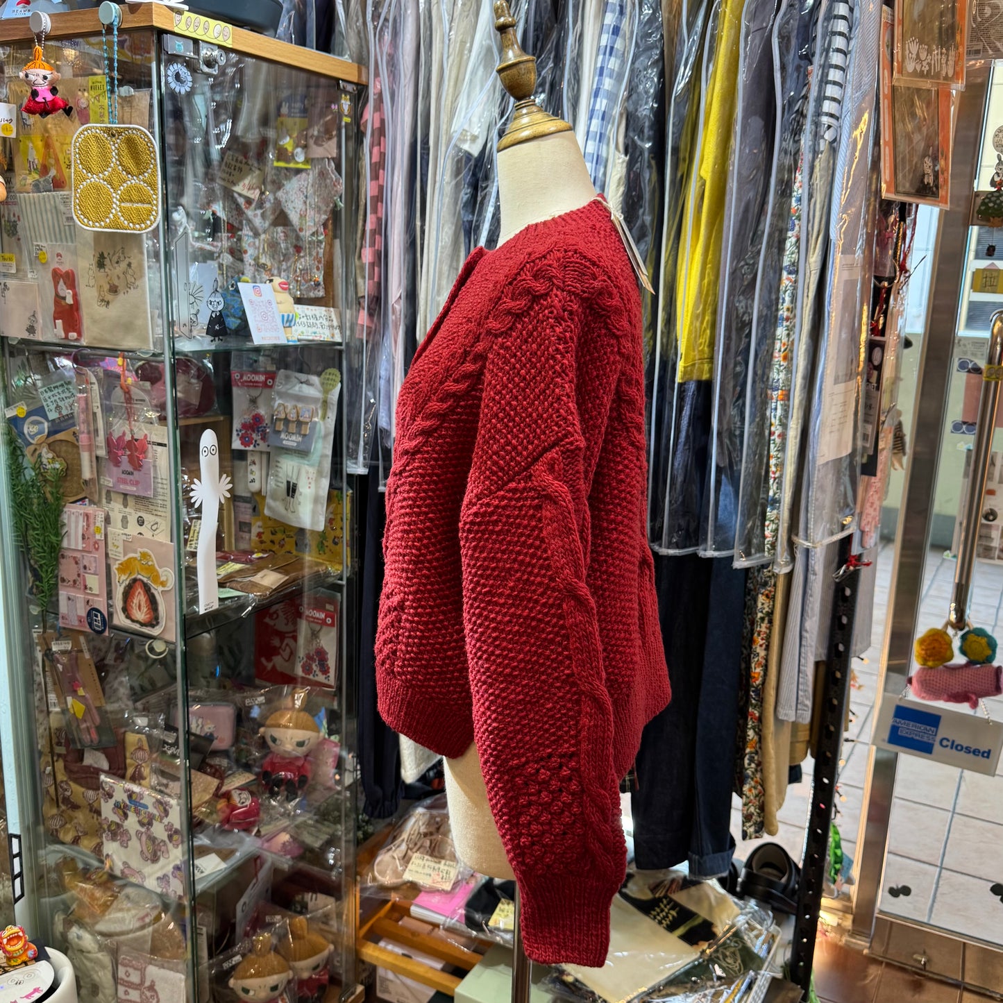 Tumugu Red Hand Knit Cardigan, made in Peru