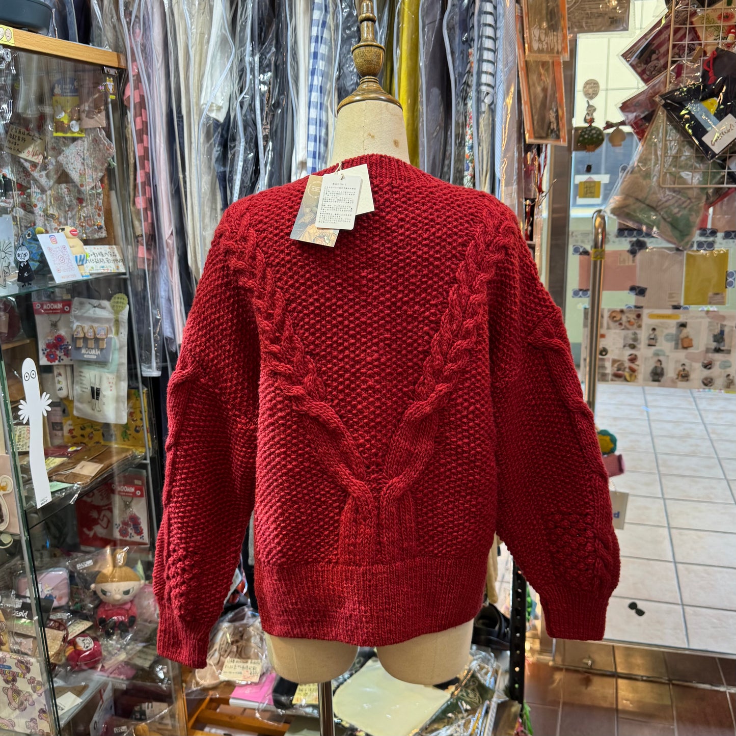 Tumugu Red Hand Knit Cardigan, made in Peru