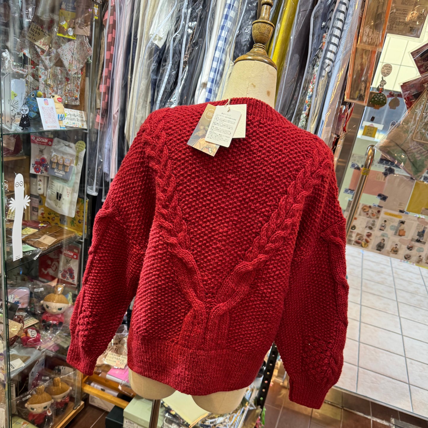 Tumugu Red Hand Knit Cardigan, made in Peru
