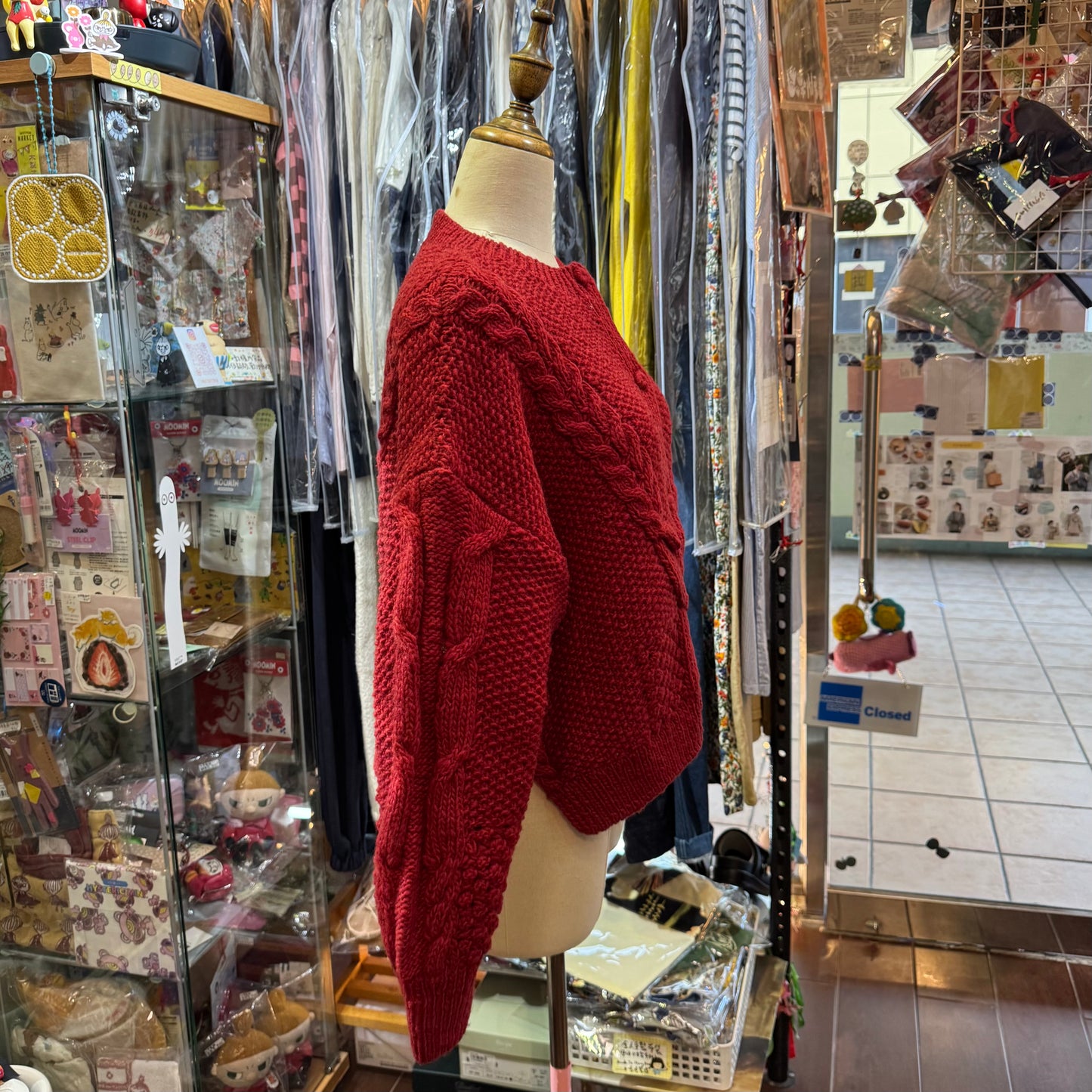 Tumugu Red Hand Knit Cardigan, made in Peru